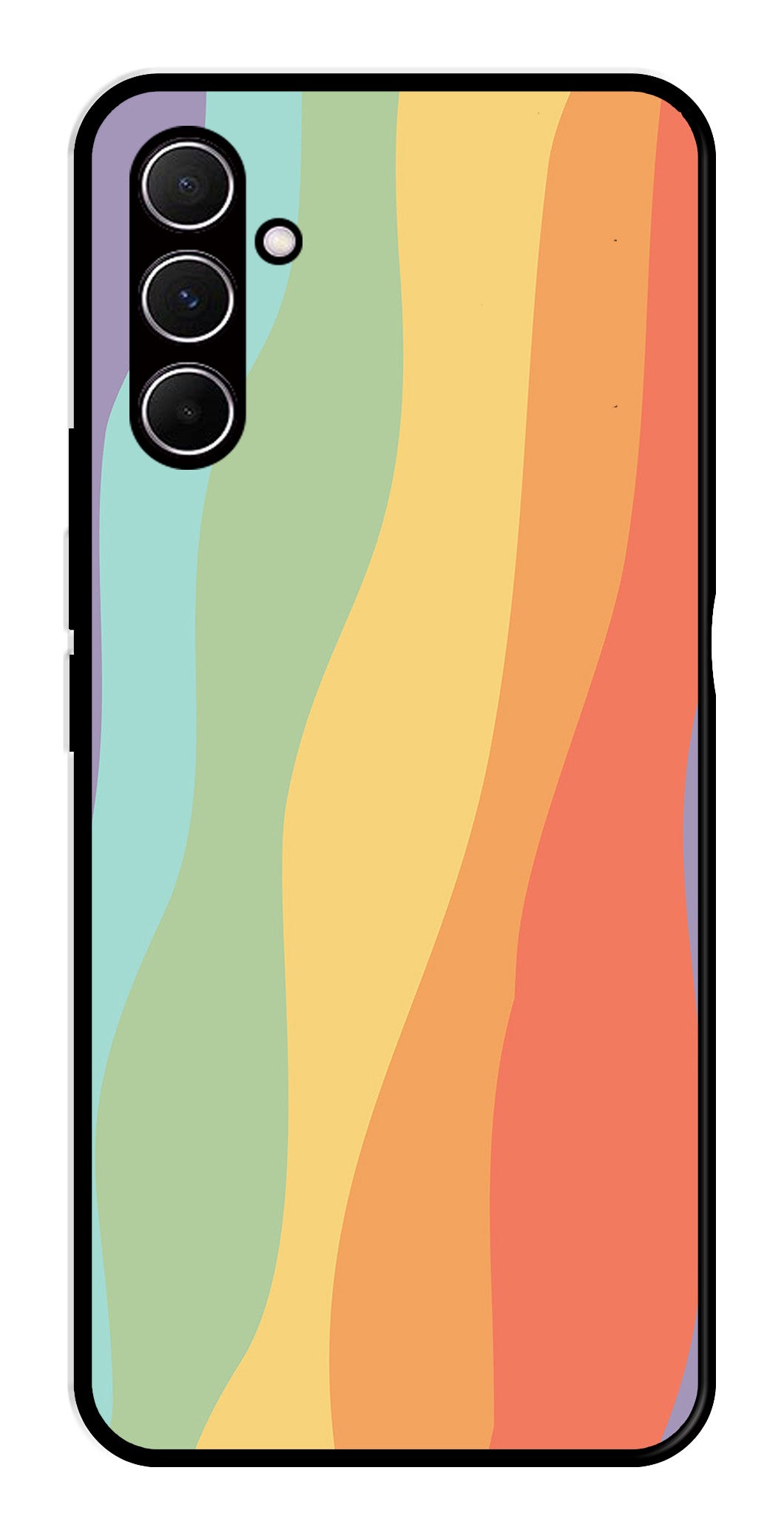 Muted Rainbow Metal Mobile Case for Samsung Galaxy A35 5G   (Design No -02)