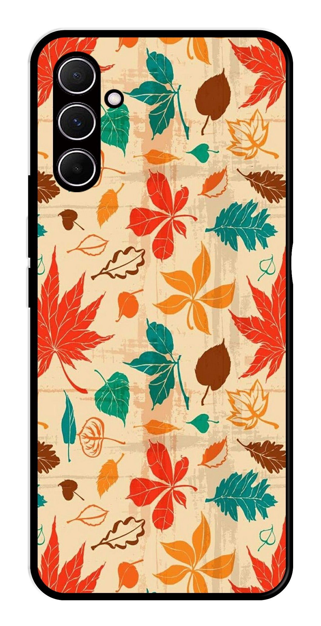 Leafs Design Metal Mobile Case for Samsung Galaxy A35 5G   (Design No -14)