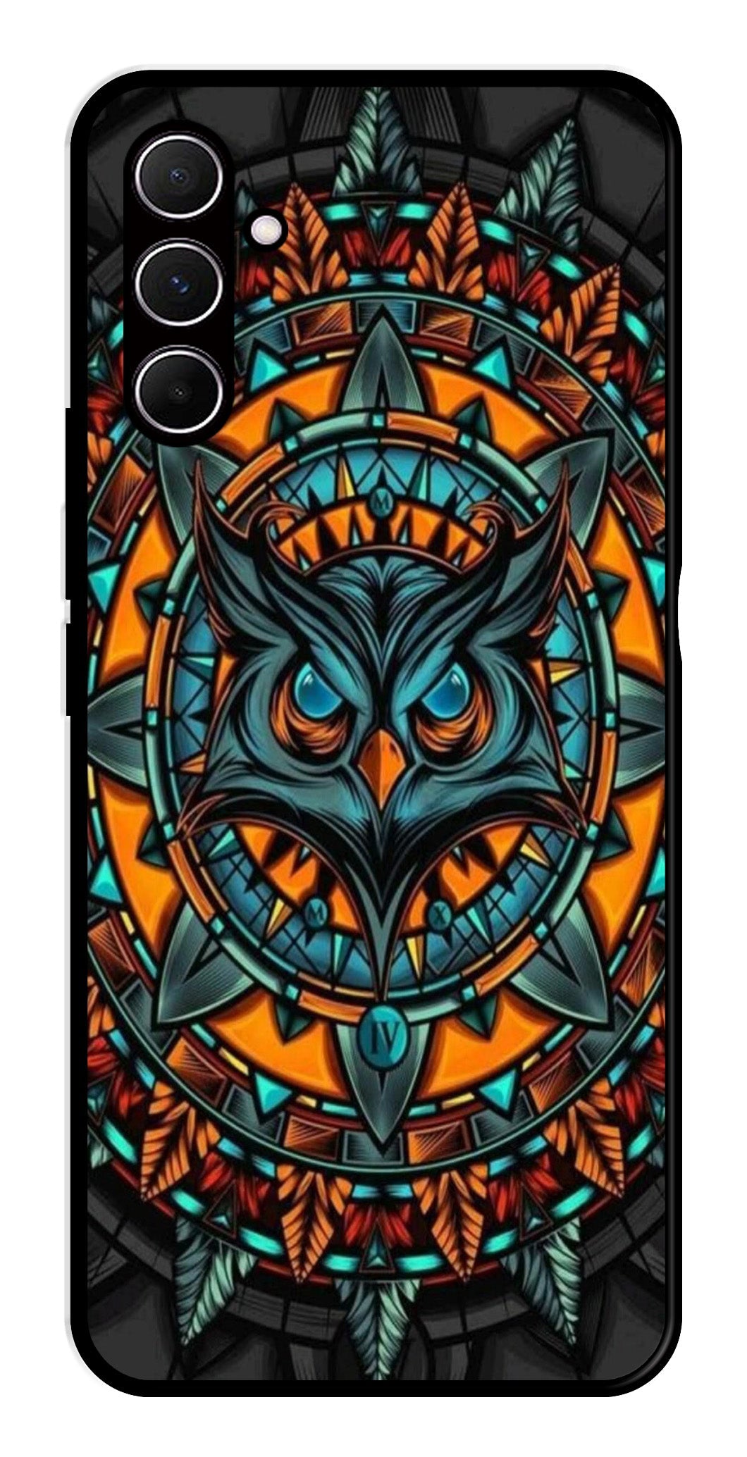 Owl Pattern Metal Mobile Case for Samsung Galaxy A35 5G   (Design No -42)