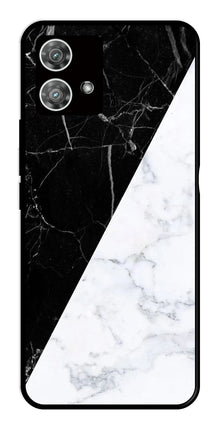 Black White Marble Design Metal Mobile Case for Moto Edge 40 5G