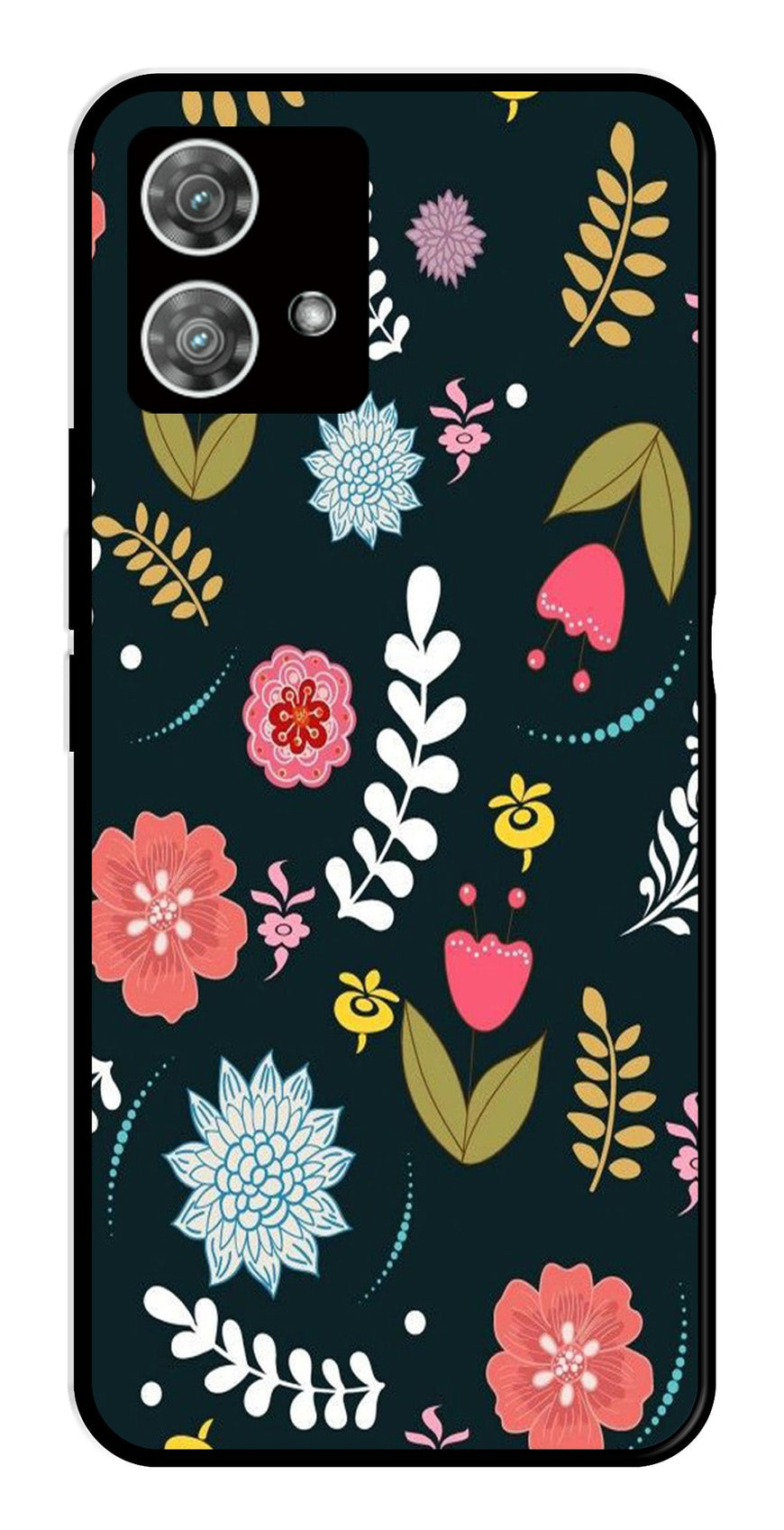 Floral Pattern2 Metal Mobile Case for Moto Edge 40 5G   (Design No -12)