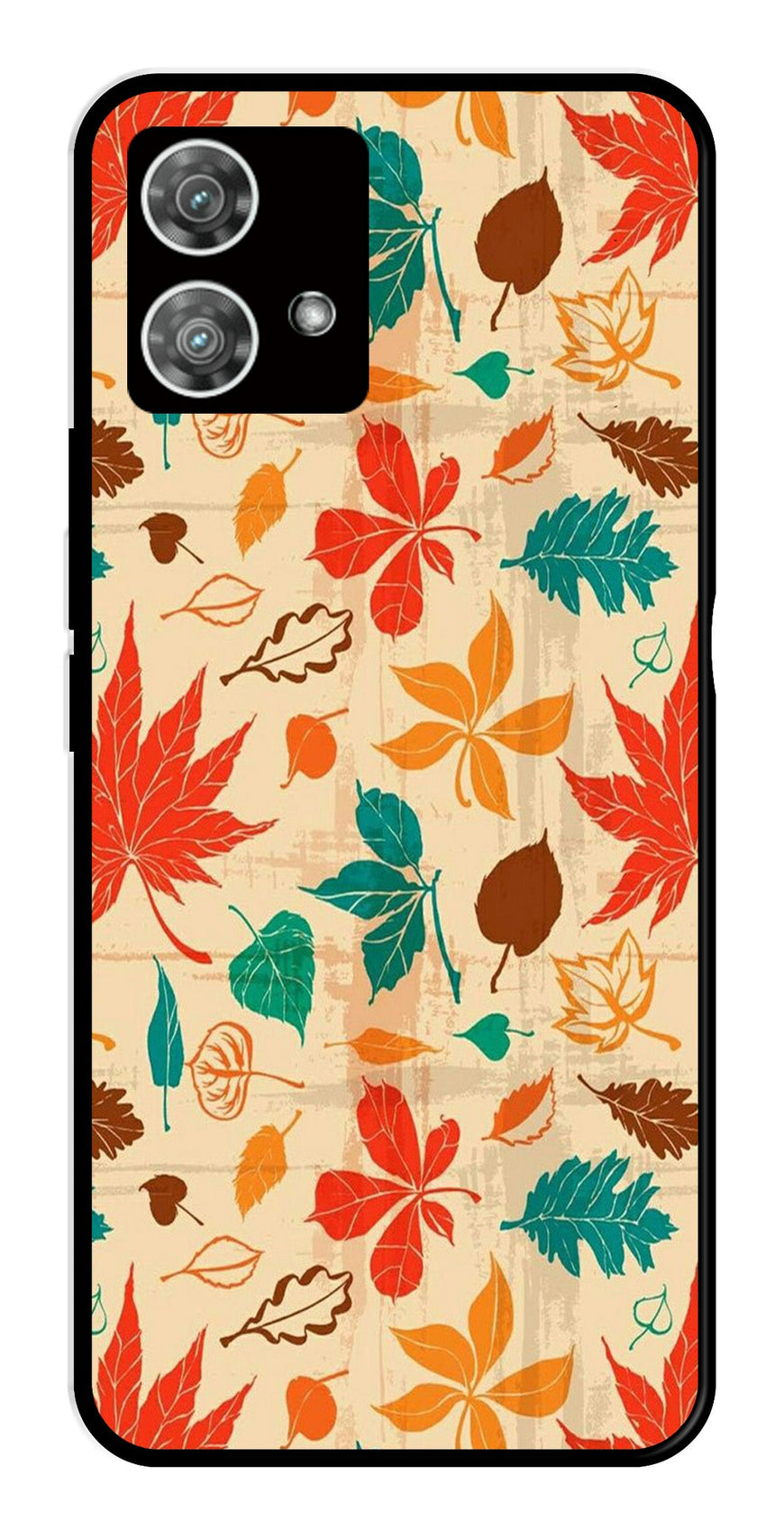 Leafs Design Metal Mobile Case for Moto Edge 40 5G   (Design No -14)