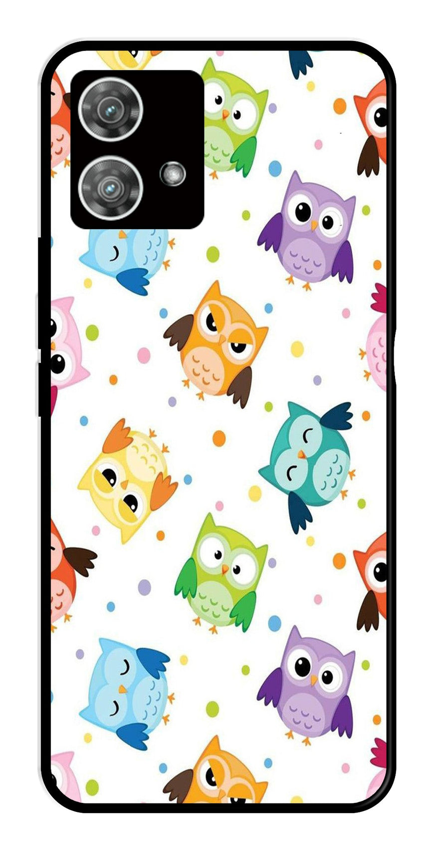 Owls Pattern Metal Mobile Case for Moto Edge 40 5G   (Design No -20)