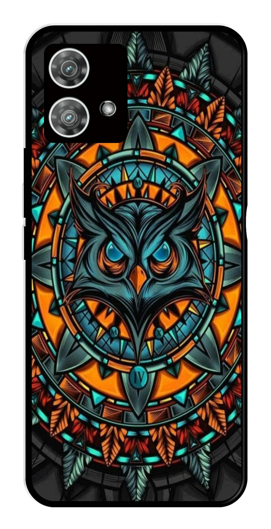 Owl Pattern Metal Mobile Case for Moto Edge 40 5G   (Design No -42)