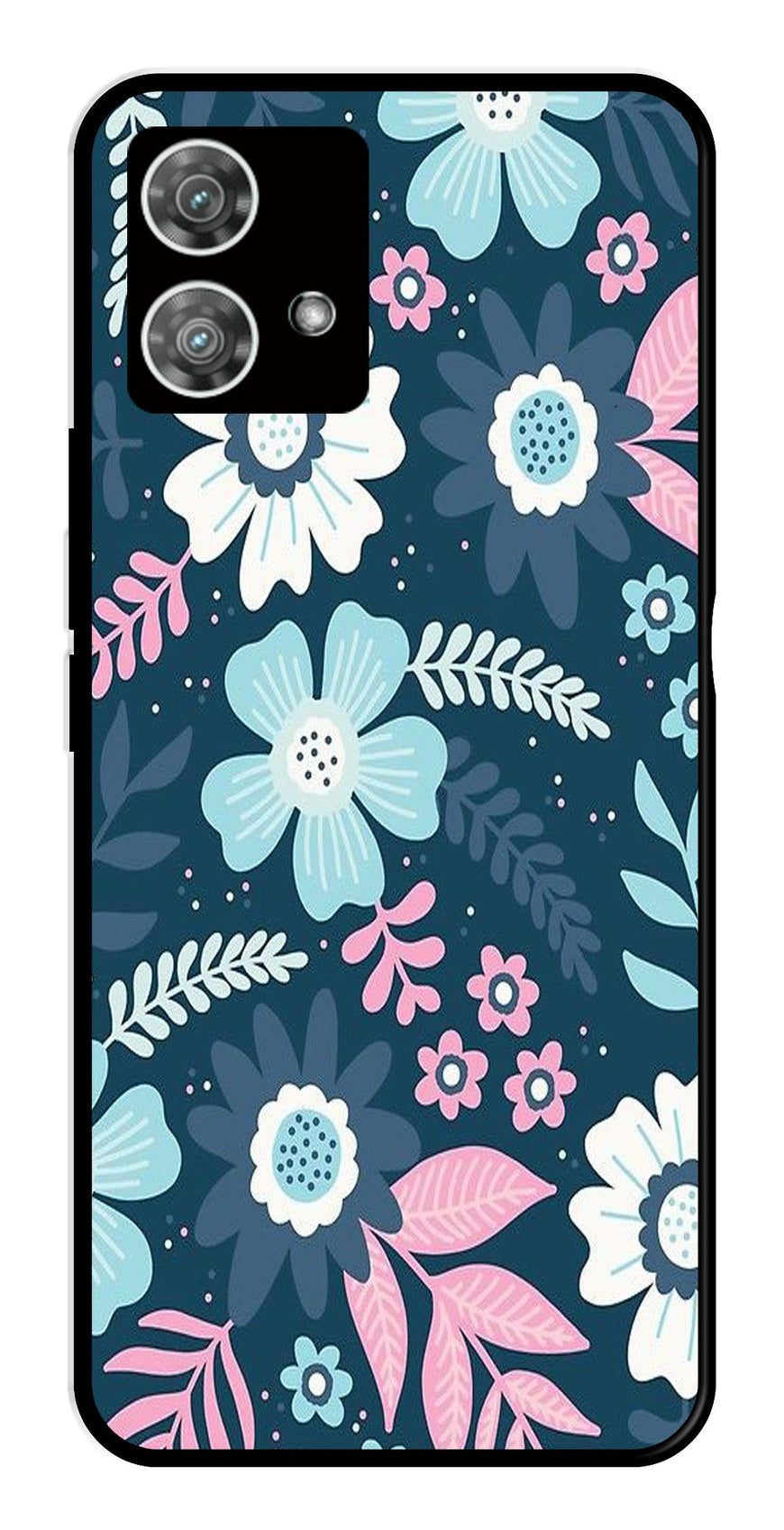 Flower Leaves Design Metal Mobile Case for Moto Edge 40 5G   (Design No -50)