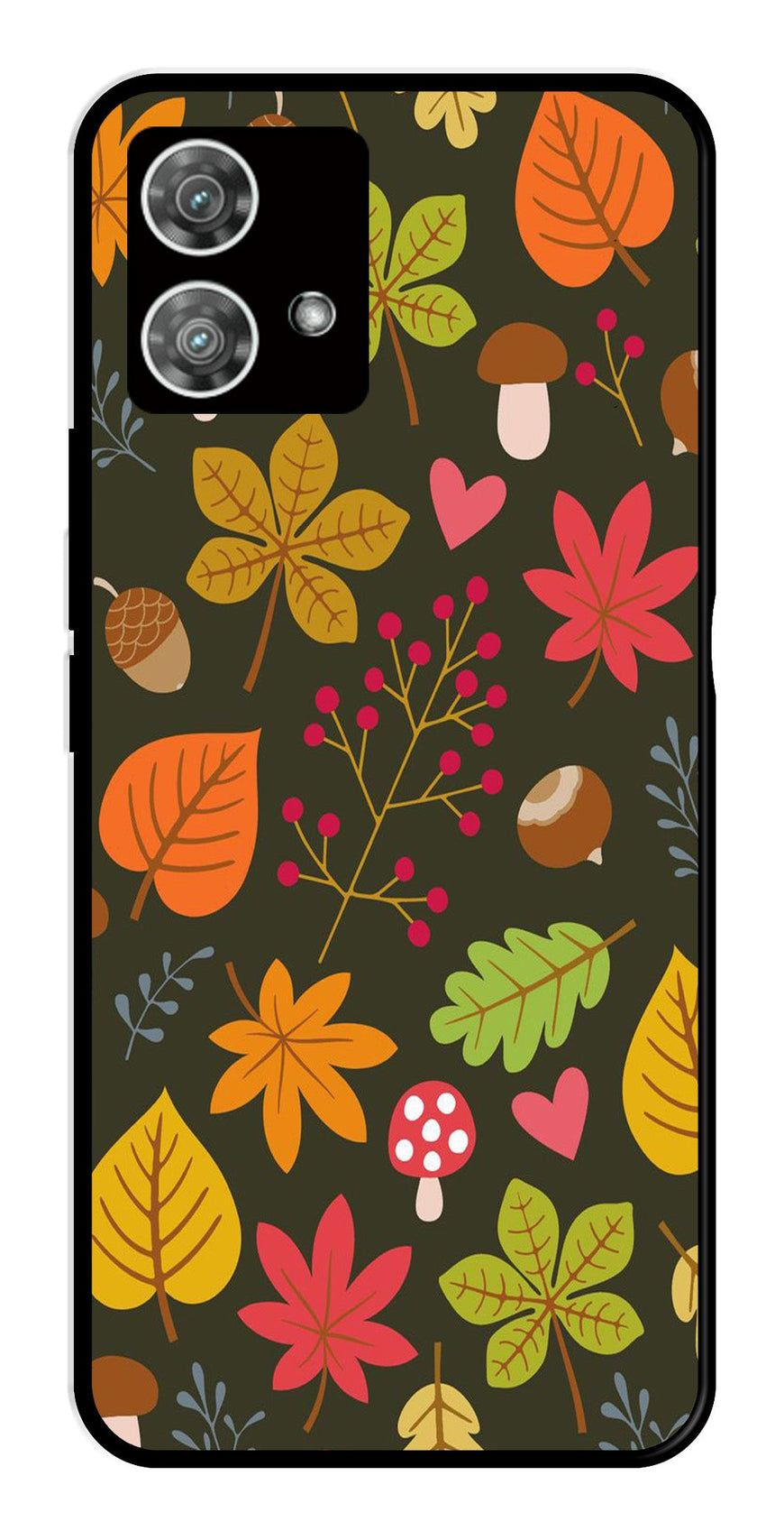 Leaves Design Metal Mobile Case for Moto Edge 40 5G   (Design No -51)