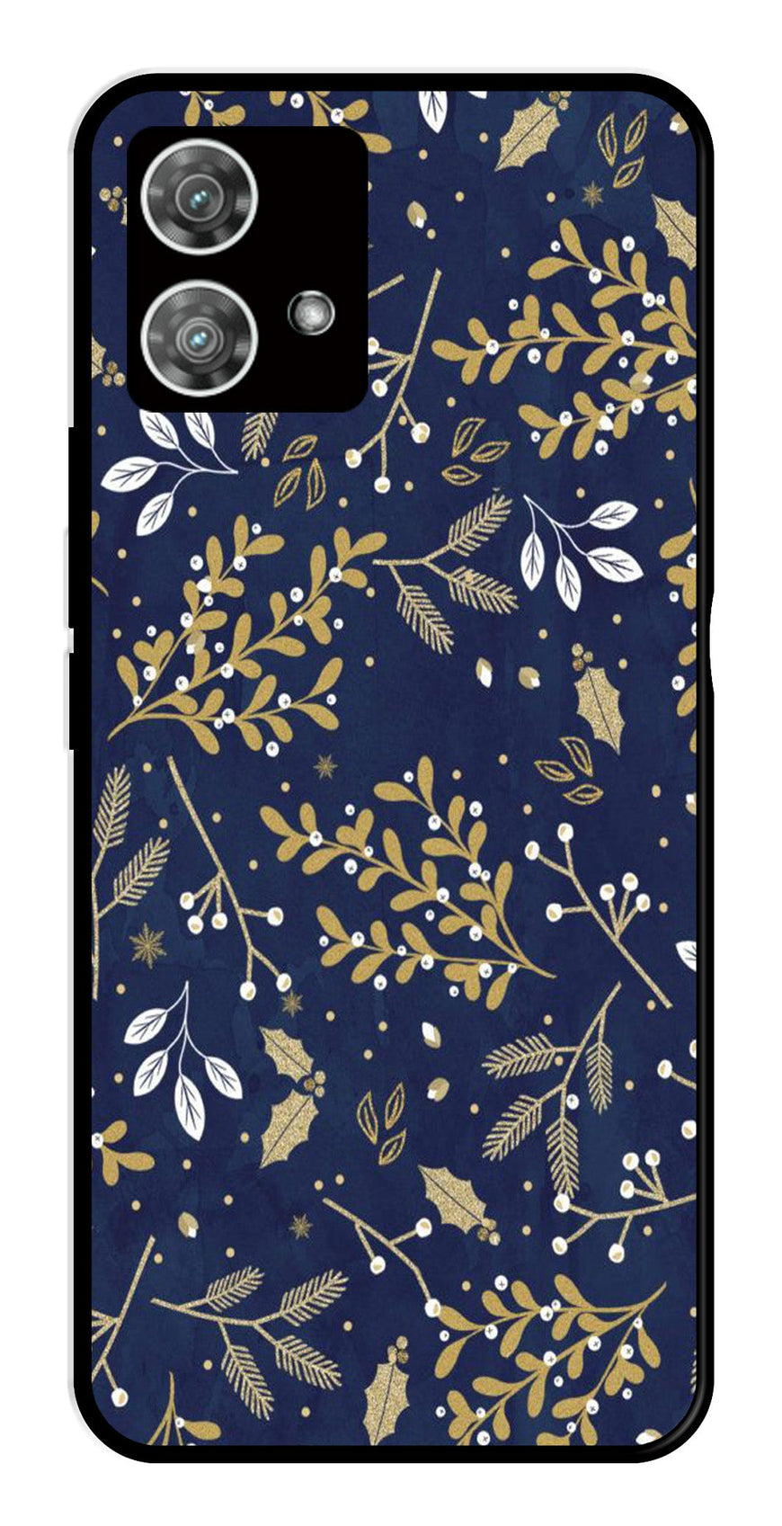 Floral Pattern  Metal Mobile Case for Moto Edge 40 5G   (Design No -52)