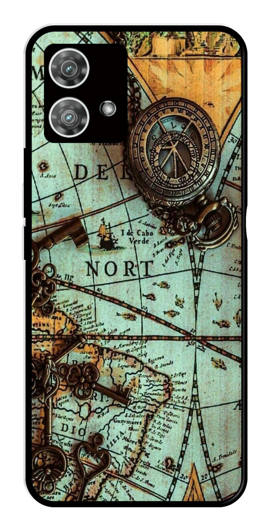 Map Design Metal Mobile Case for Moto Edge 40 5G   (Design No -54)