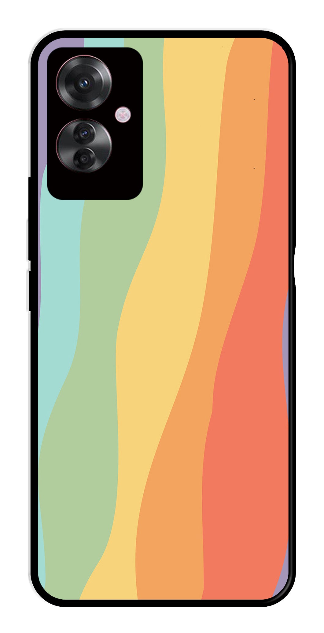 Muted Rainbow Metal Mobile Case for Oppo F25 Pro 5G   (Design No -02)