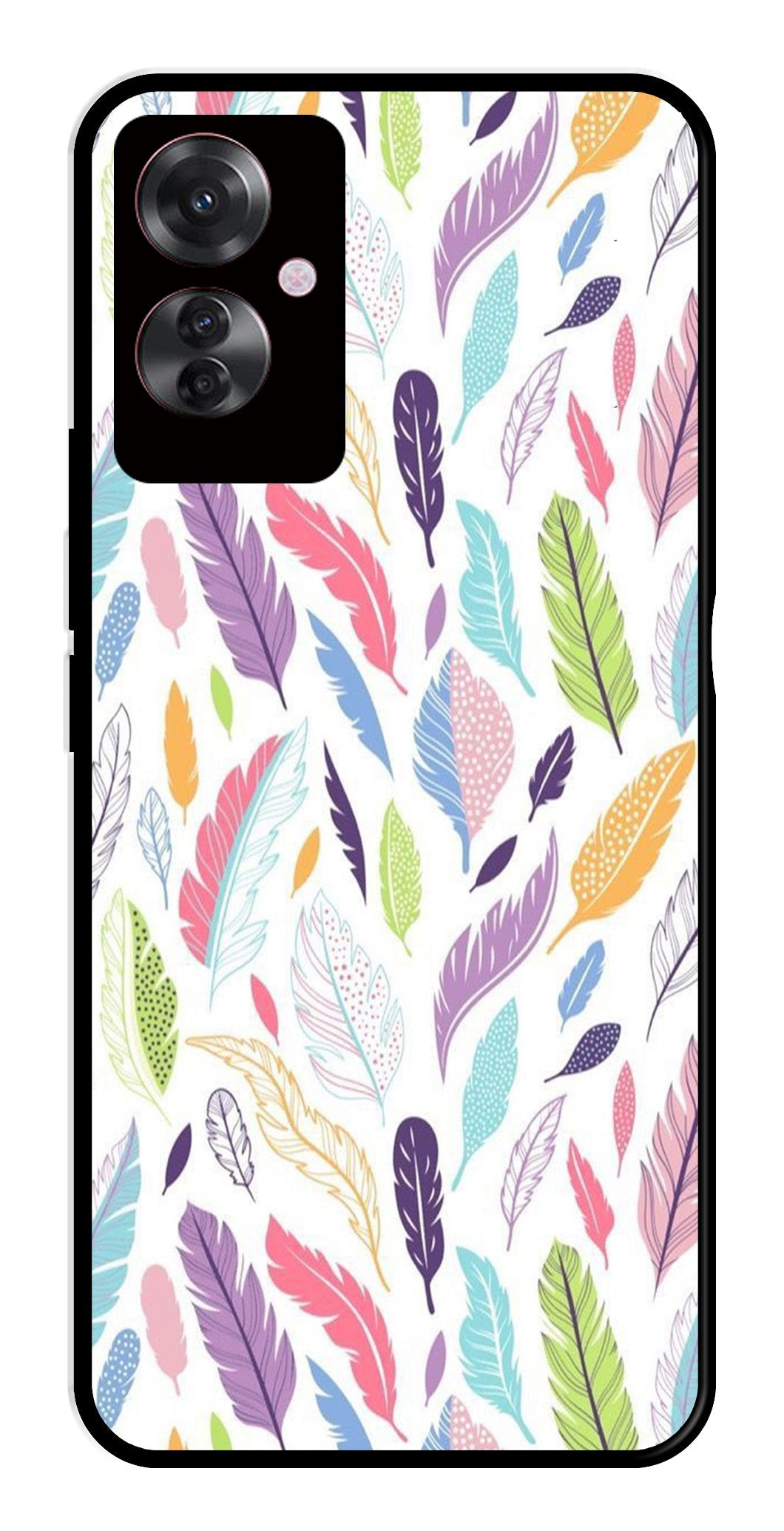 Colorful Feathers Metal Mobile Case for Oppo F25 Pro 5G   (Design No -06)