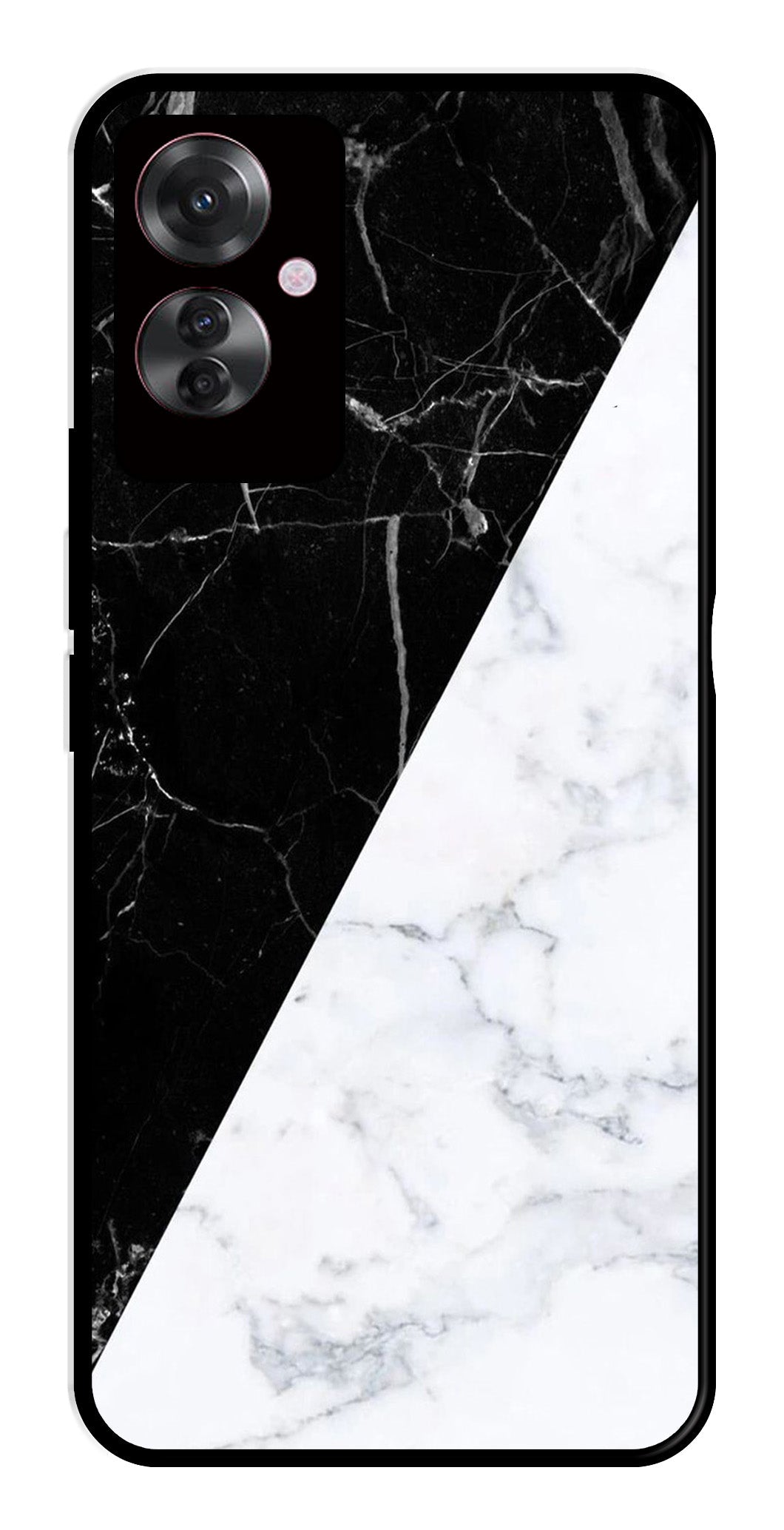 Black White Marble Design Metal Mobile Case for Oppo F25 Pro 5G   (Design No -09)