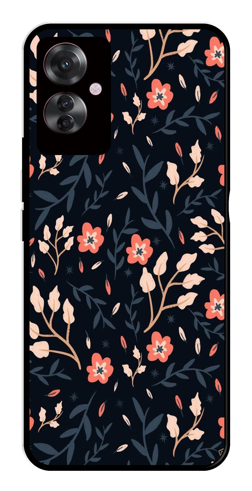 Floral Pattern Metal Mobile Case for Oppo F25 Pro 5G   (Design No -10)