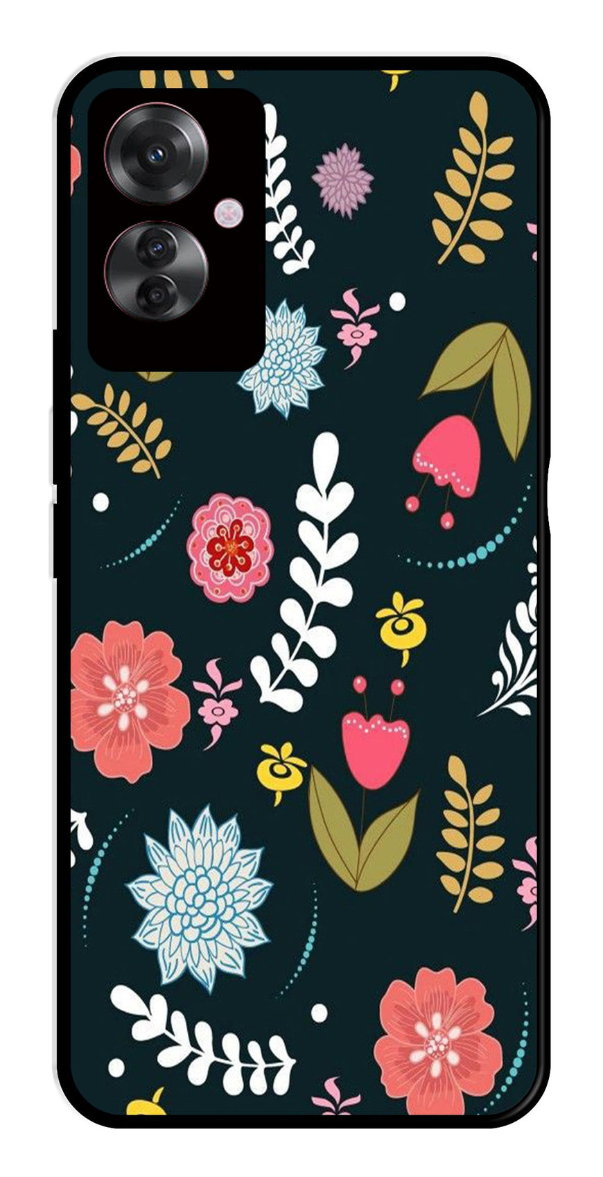 Floral Pattern2 Metal Mobile Case for Oppo F25 Pro 5G   (Design No -12)