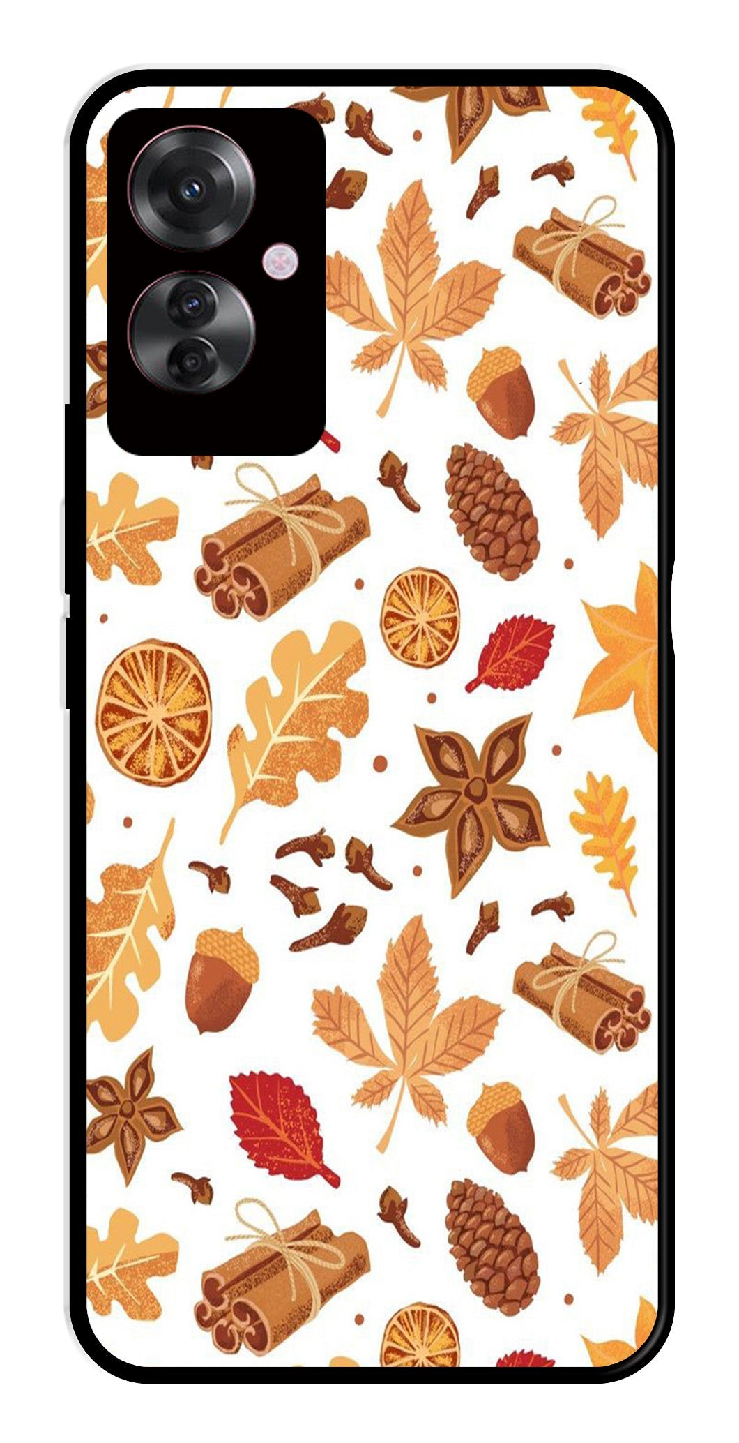 Autumn Leaf Metal Mobile Case for Oppo F25 Pro 5G   (Design No -19)