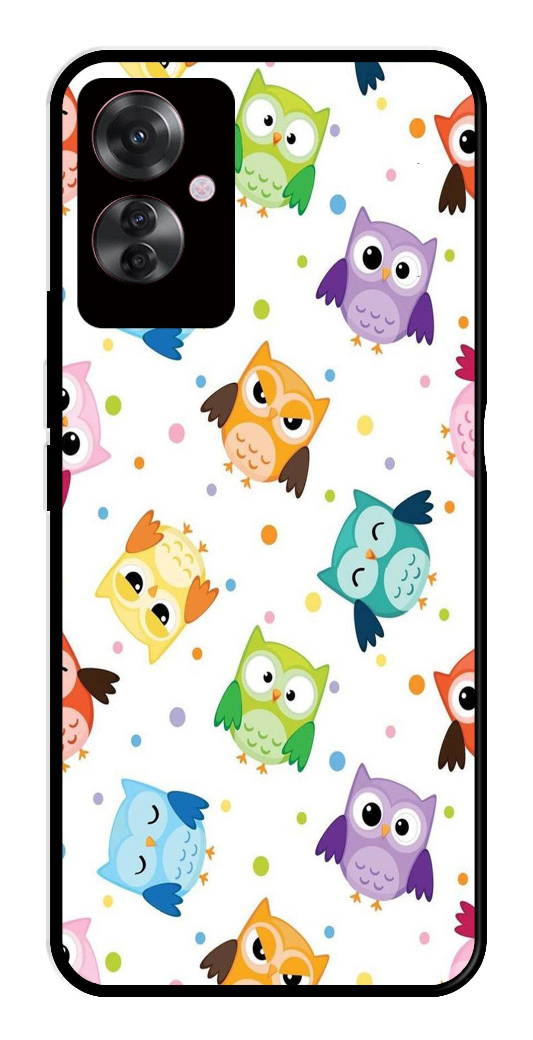 Owls Pattern Metal Mobile Case for Oppo F25 Pro 5G   (Design No -20)