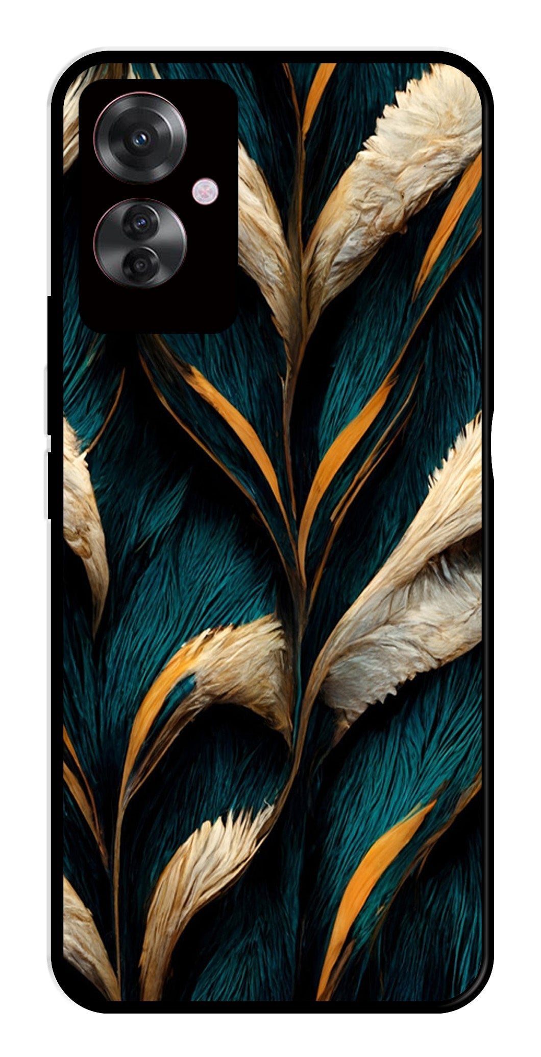 Feathers Metal Mobile Case for Oppo F25 Pro 5G   (Design No -30)