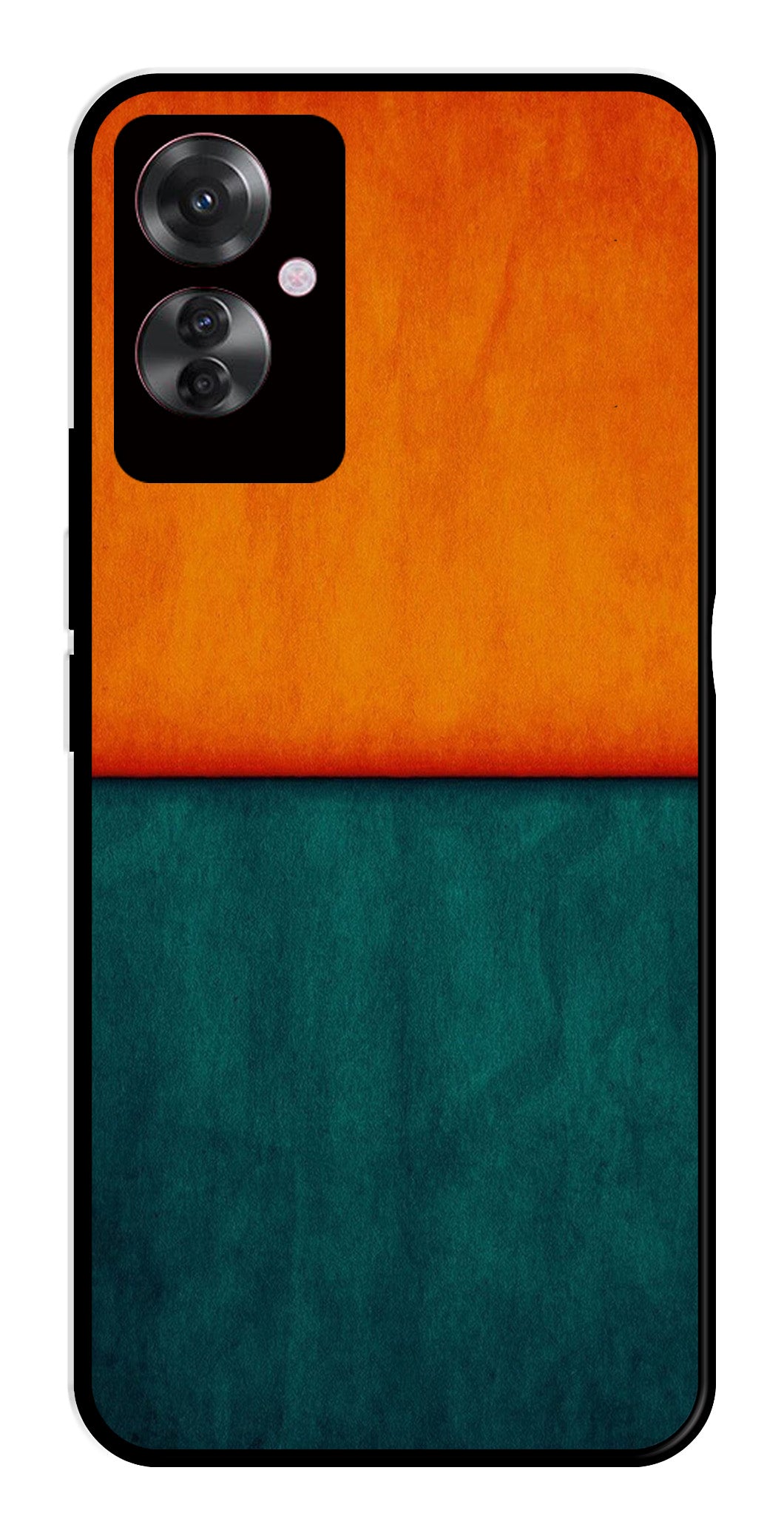 Orange Green Pattern Metal Mobile Case for Oppo F25 Pro 5G   (Design No -45)