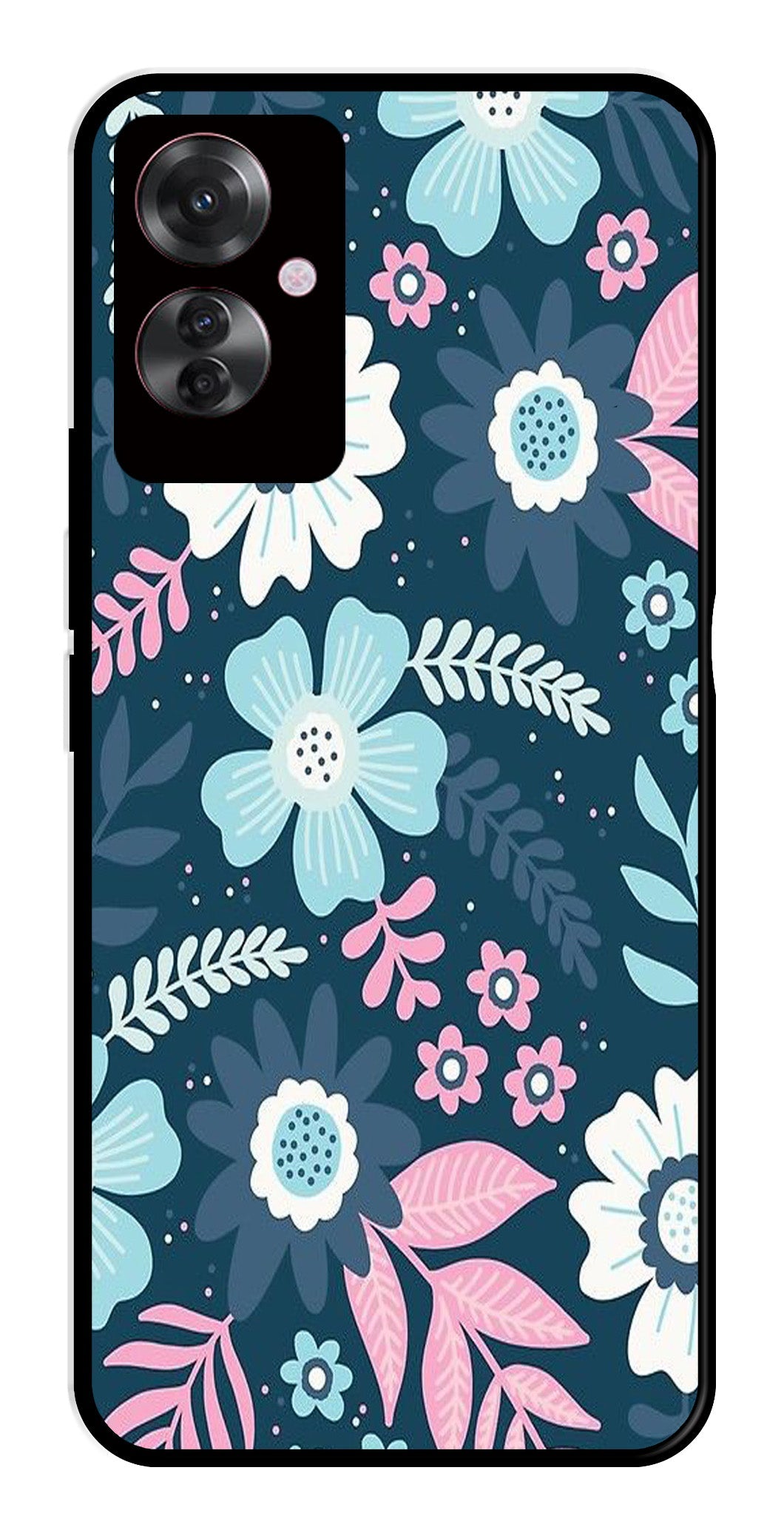 Flower Leaves Design Metal Mobile Case for Oppo F25 Pro 5G   (Design No -50)