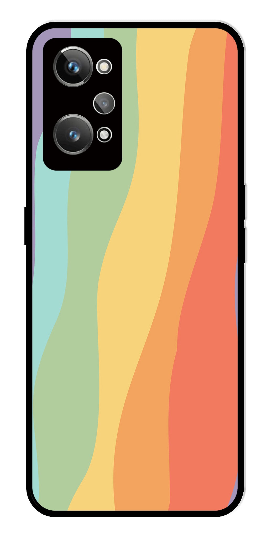 Muted Rainbow Metal Mobile Case for Realme GT Neo 2   (Design No -02)