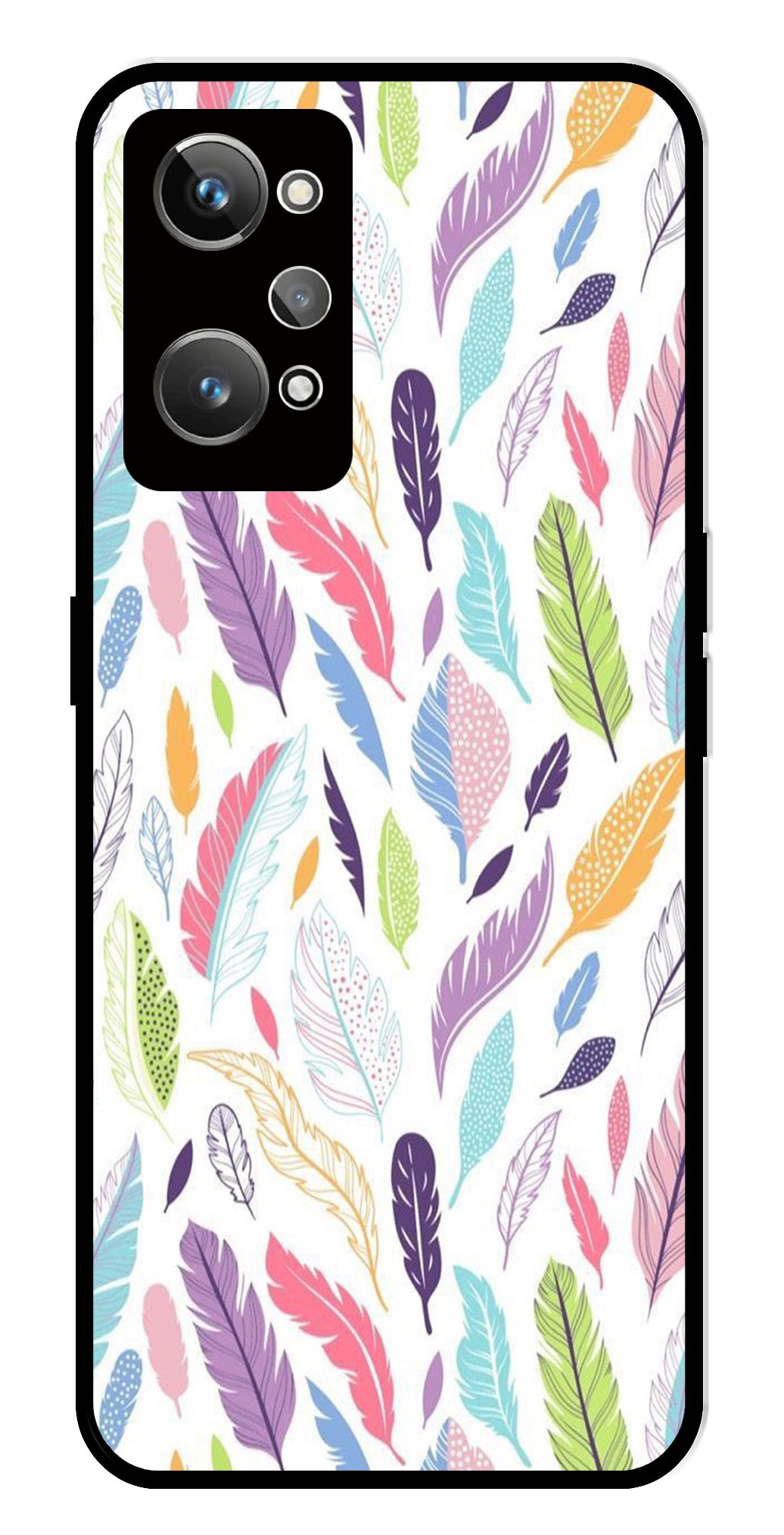 Colorful Feathers Metal Mobile Case for Realme GT Neo 2   (Design No -06)