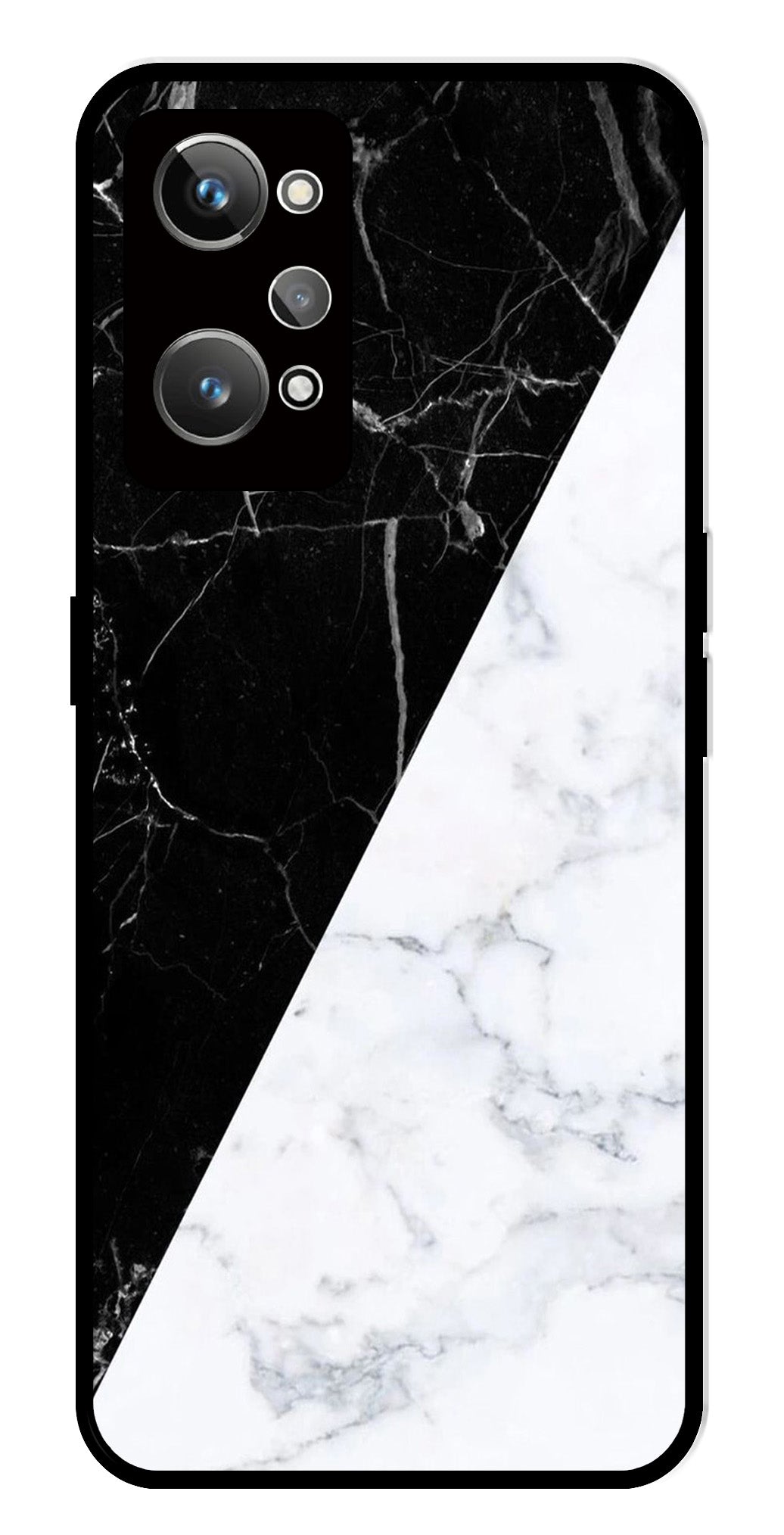 Black White Marble Design Metal Mobile Case for Realme GT Neo 2   (Design No -09)