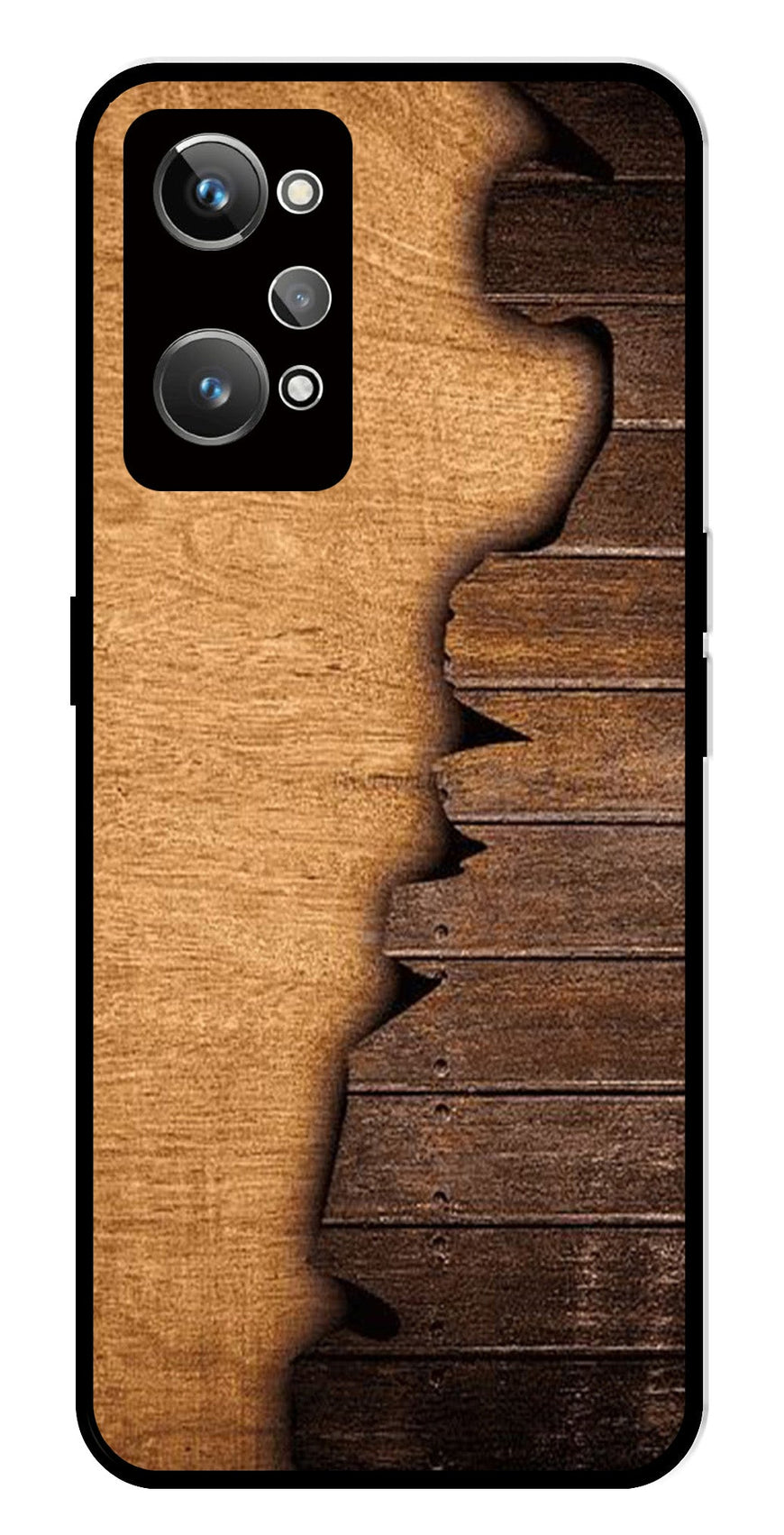 Wooden Design Metal Mobile Case for Realme GT Neo 2   (Design No -13)