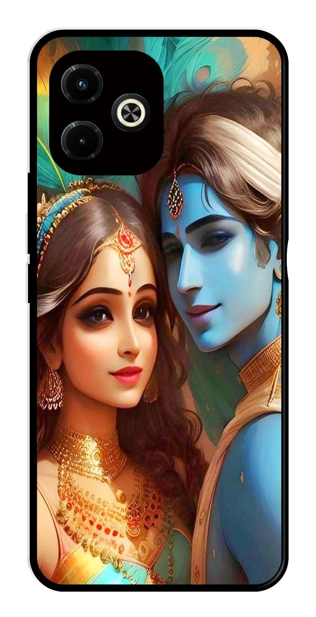 Lord Radha Krishna Metal Mobile Case for Infinix Hot 40i   (Design No -01)