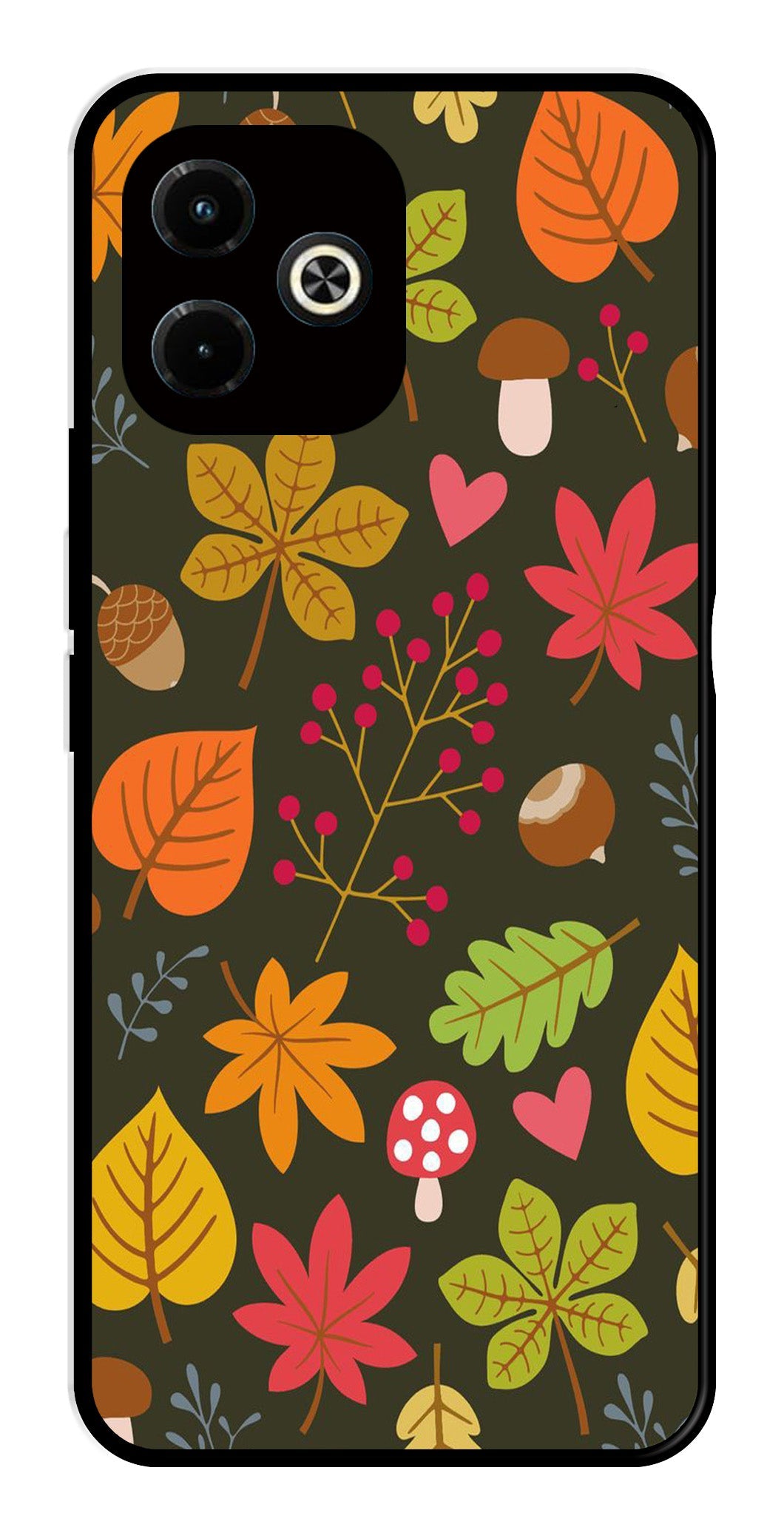 Leaves Design Metal Mobile Case for Infinix Hot 40i   (Design No -51)