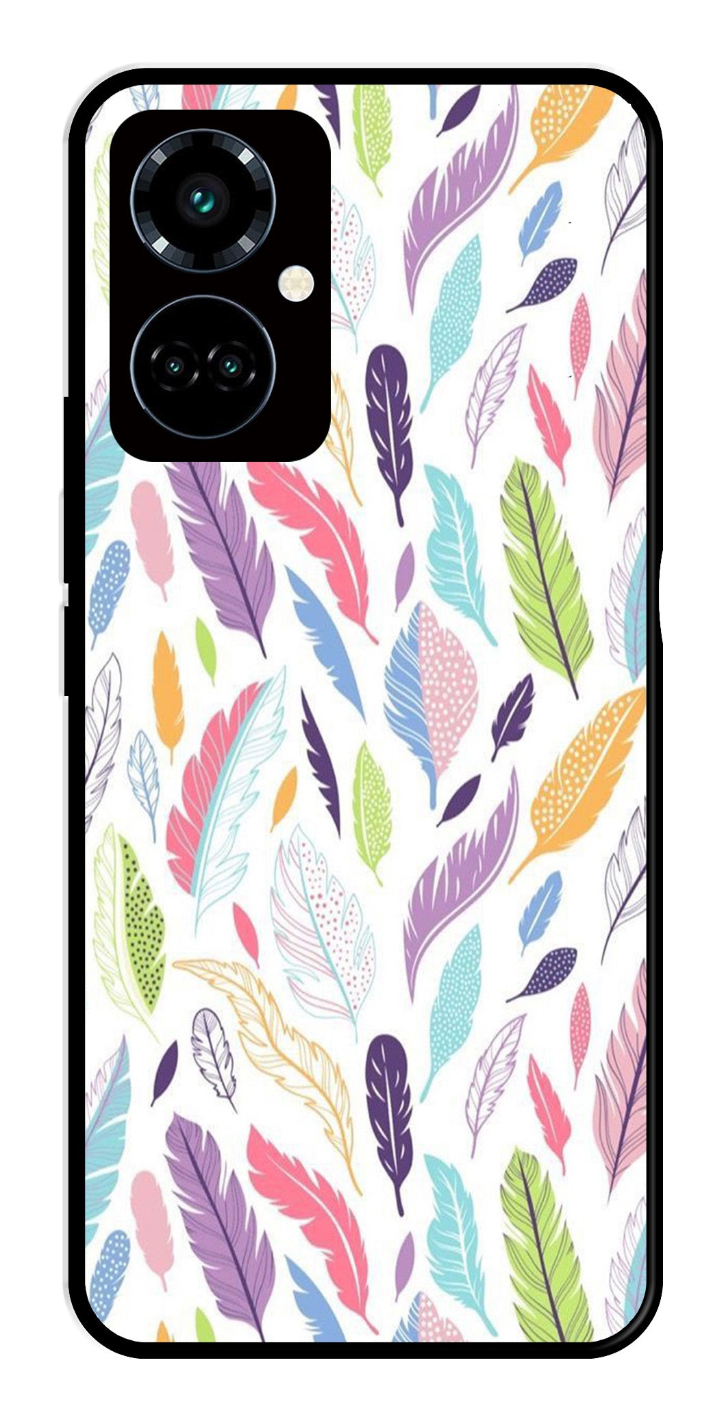 Colorful Feathers Metal Mobile Case for Tecno Camon 19 Pro 5G   (Design No -06)