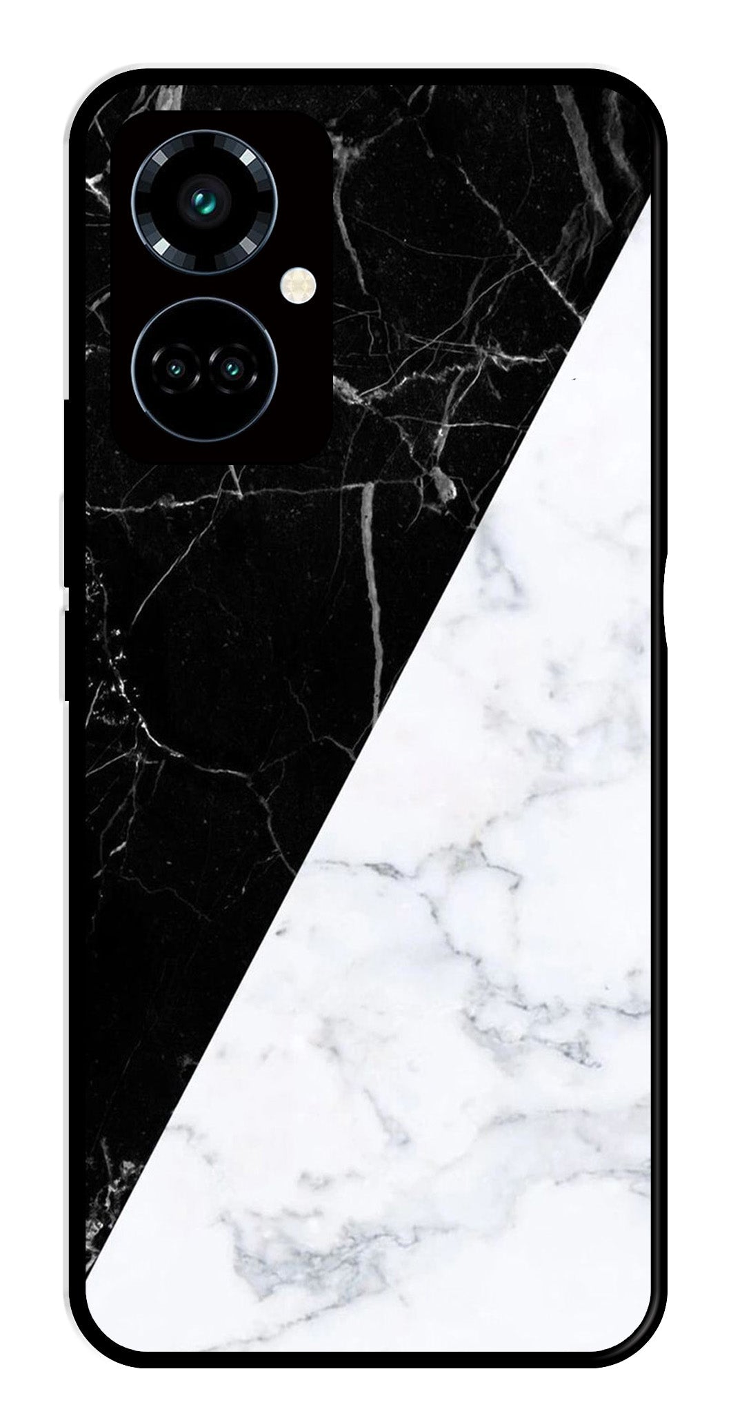 Black White Marble Design Metal Mobile Case for Tecno Camon 19 Pro 5G   (Design No -09)