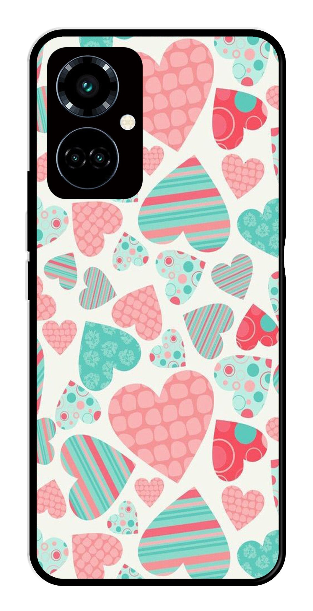 Hearts Pattern Metal Mobile Case for Tecno Camon 19 Pro 5G   (Design No -22)