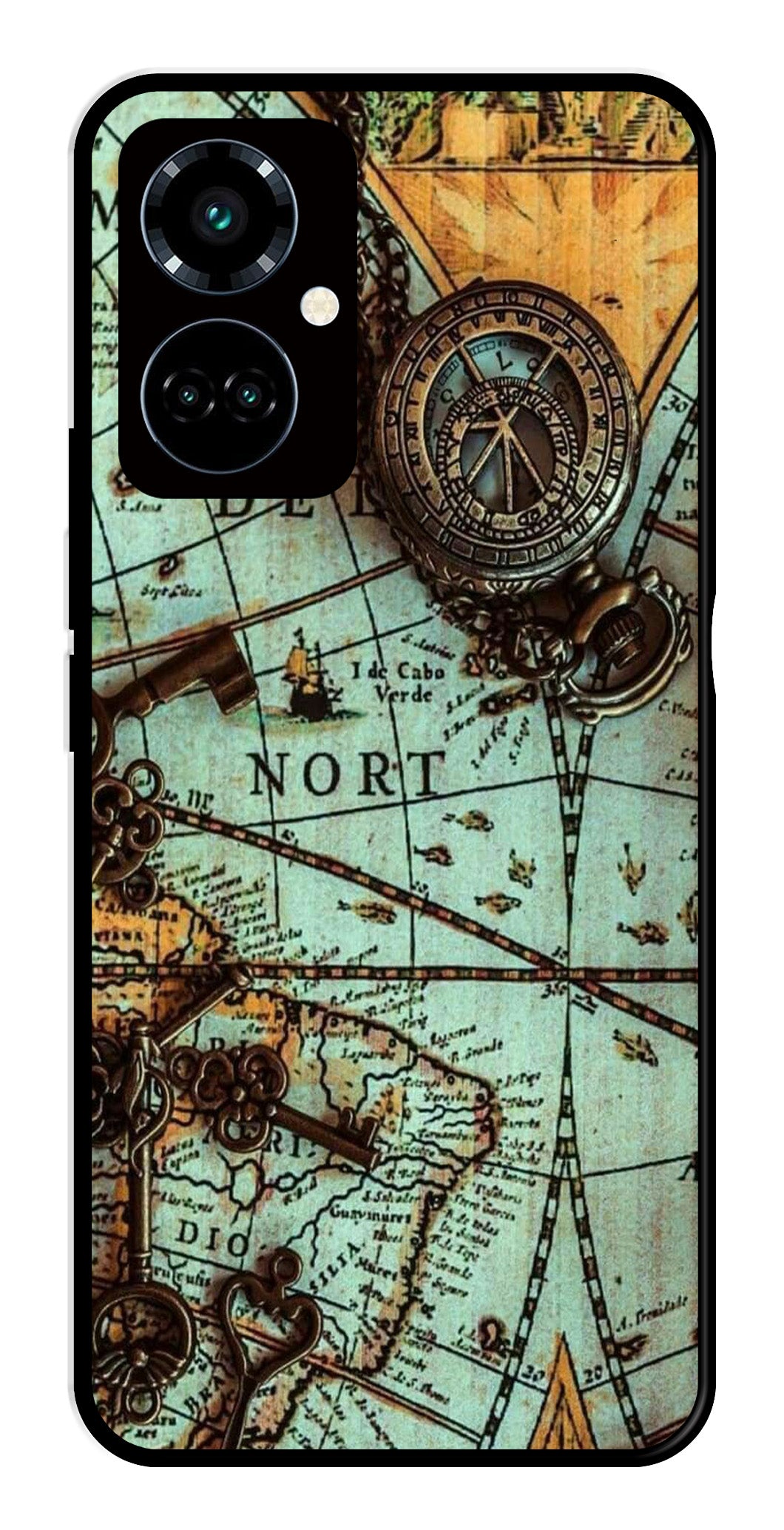 Map Design Metal Mobile Case for Tecno Camon 19 Pro 5G   (Design No -54)