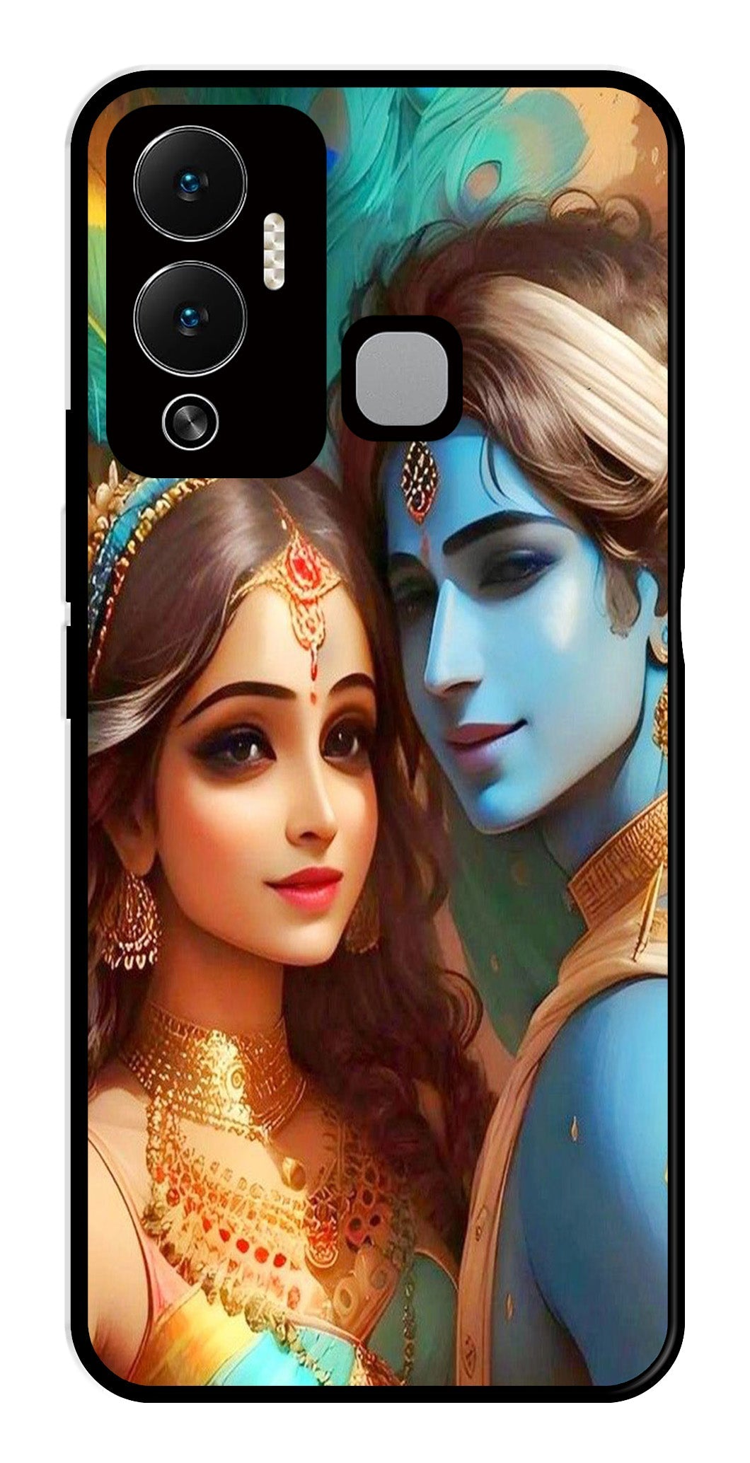 Lord Radha Krishna Metal Mobile Case for Infinix Hot 12 Play   (Design No -01)