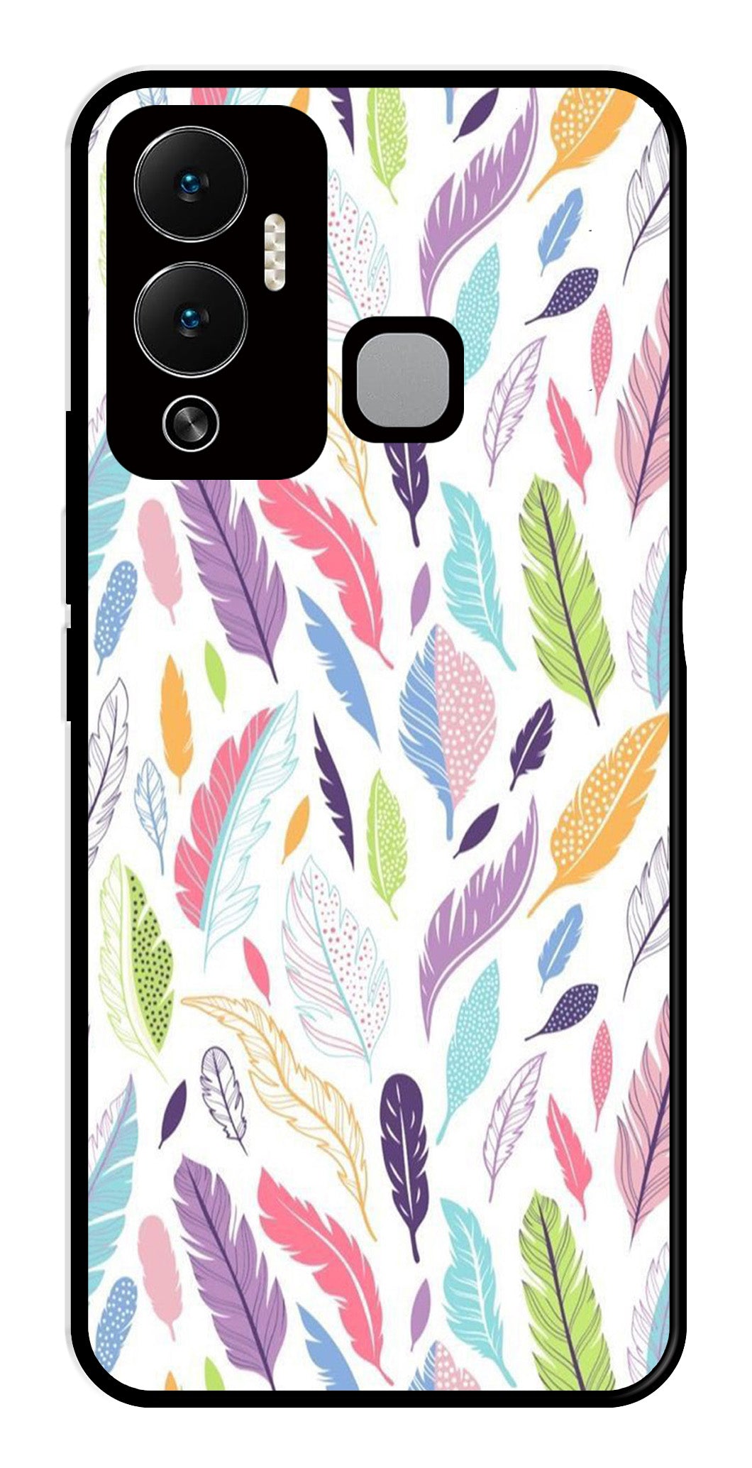 Colorful Feathers Metal Mobile Case for Infinix Hot 12 Play   (Design No -06)