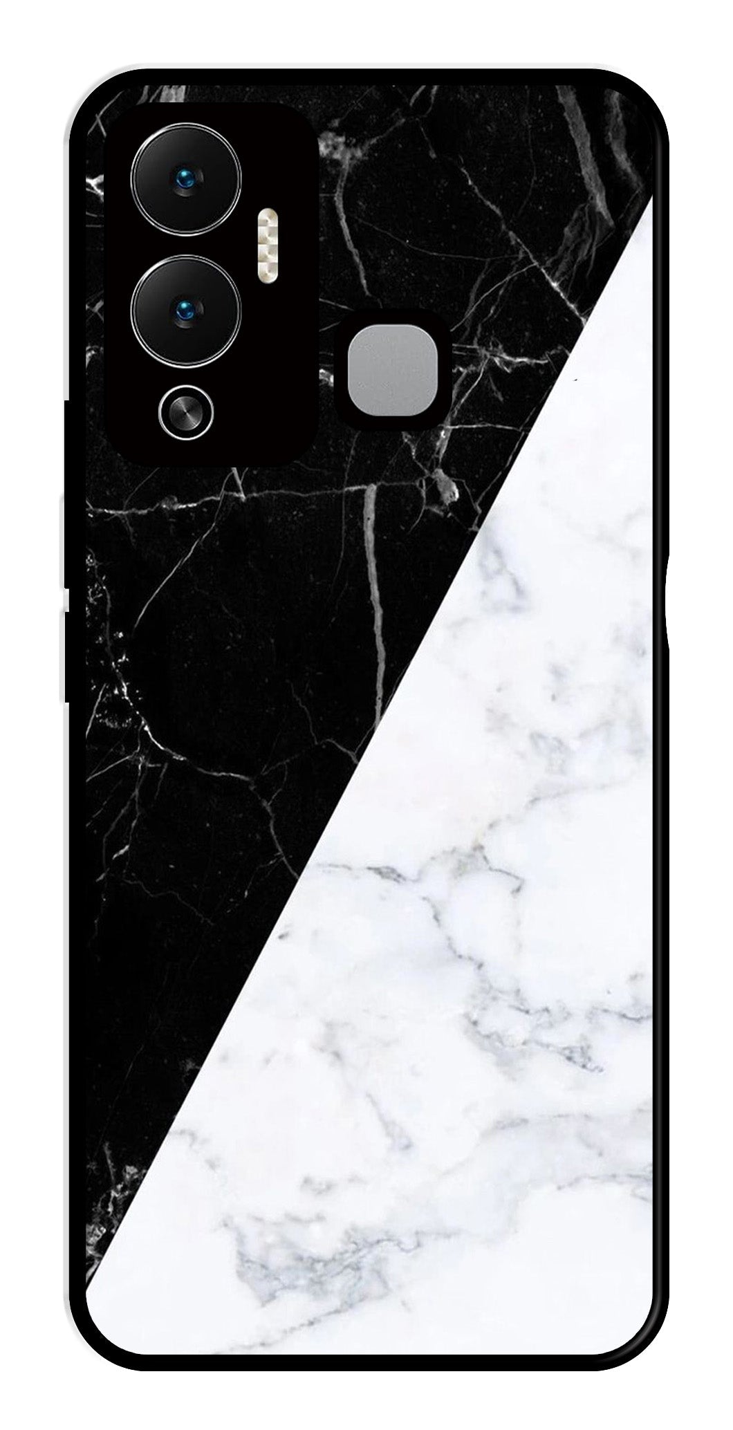 Black White Marble Design Metal Mobile Case for Infinix Hot 12 Play   (Design No -09)