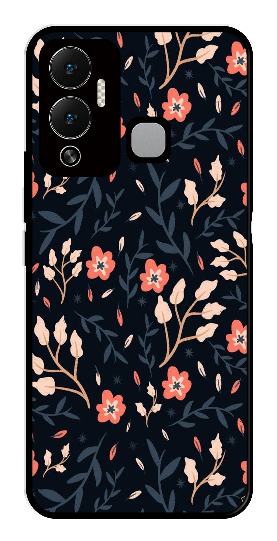 Floral Pattern Metal Mobile Case for Infinix Hot 12 Play   (Design No -10)