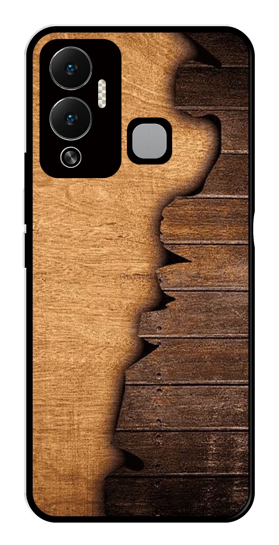 Wooden Design Metal Mobile Case for Infinix Hot 12 Play   (Design No -13)