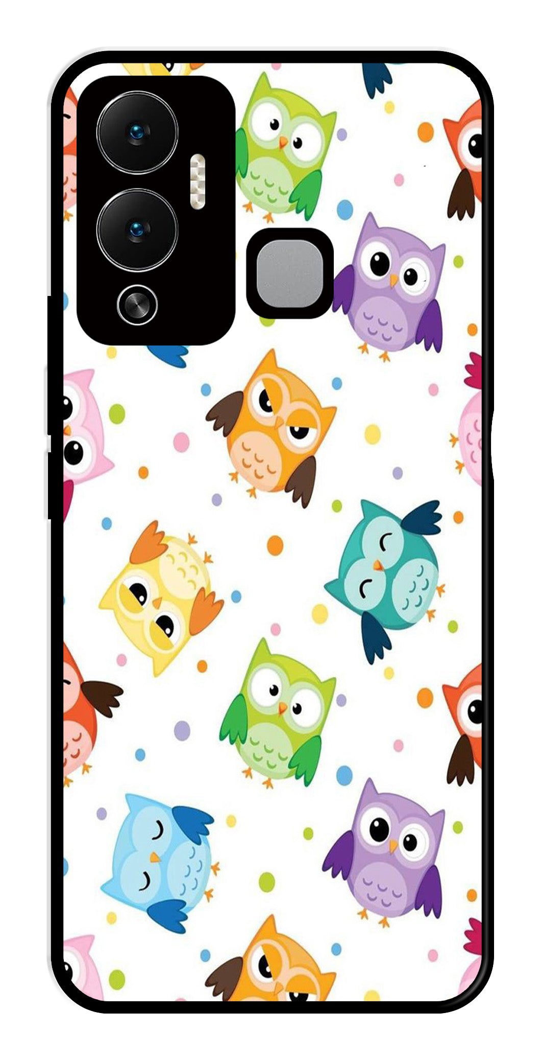 Owls Pattern Metal Mobile Case for Infinix Hot 12 Play   (Design No -20)