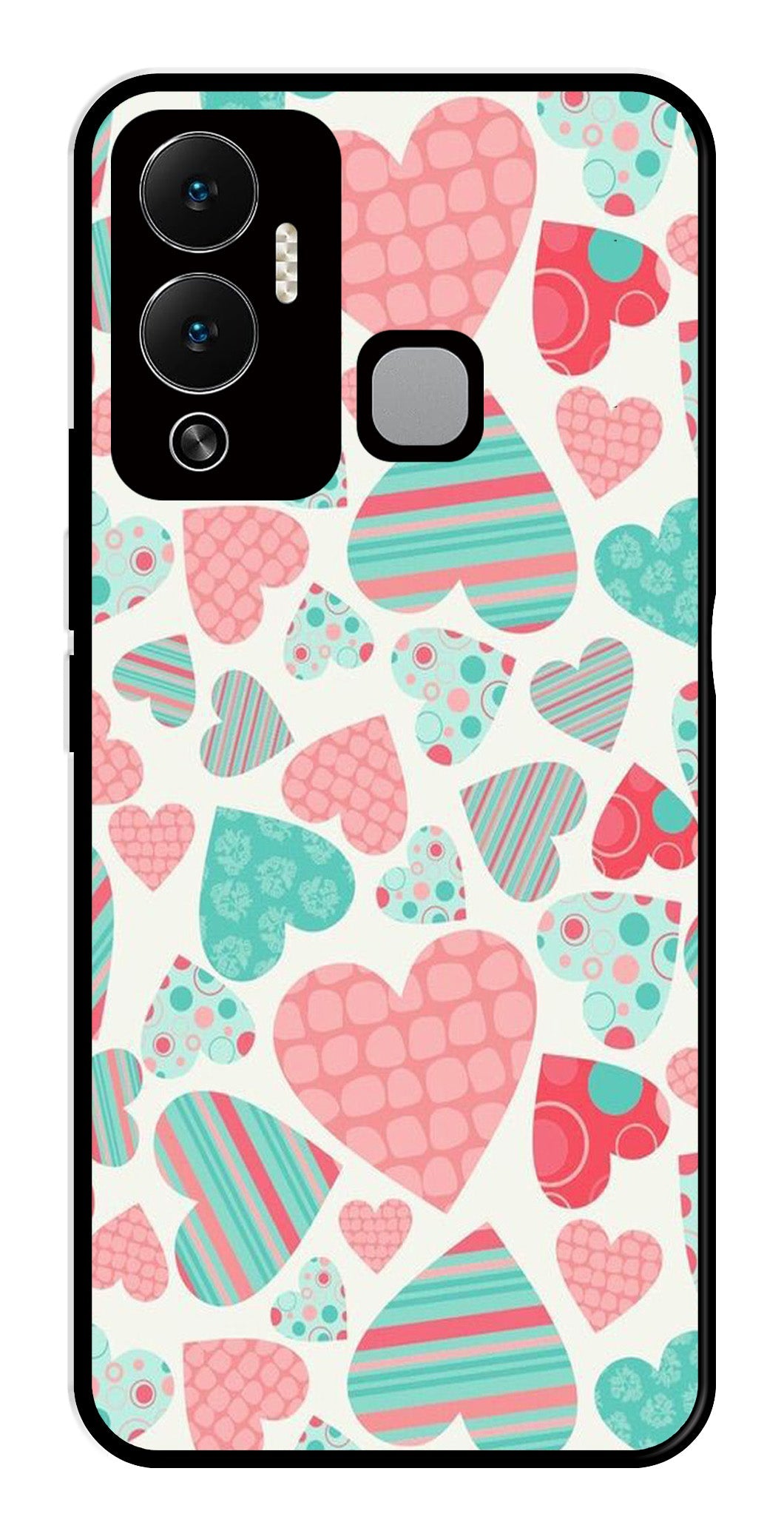 Hearts Pattern Metal Mobile Case for Infinix Hot 12 Play   (Design No -22)