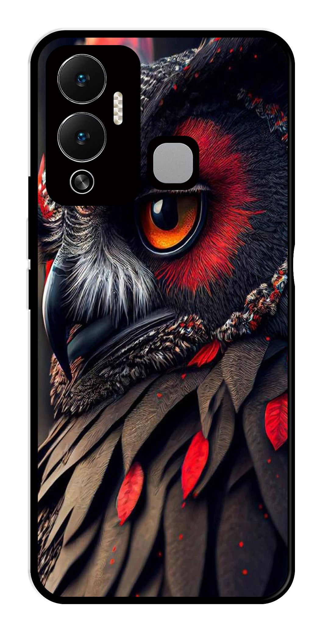 Owl Design Metal Mobile Case for Infinix Hot 12 Play   (Design No -26)