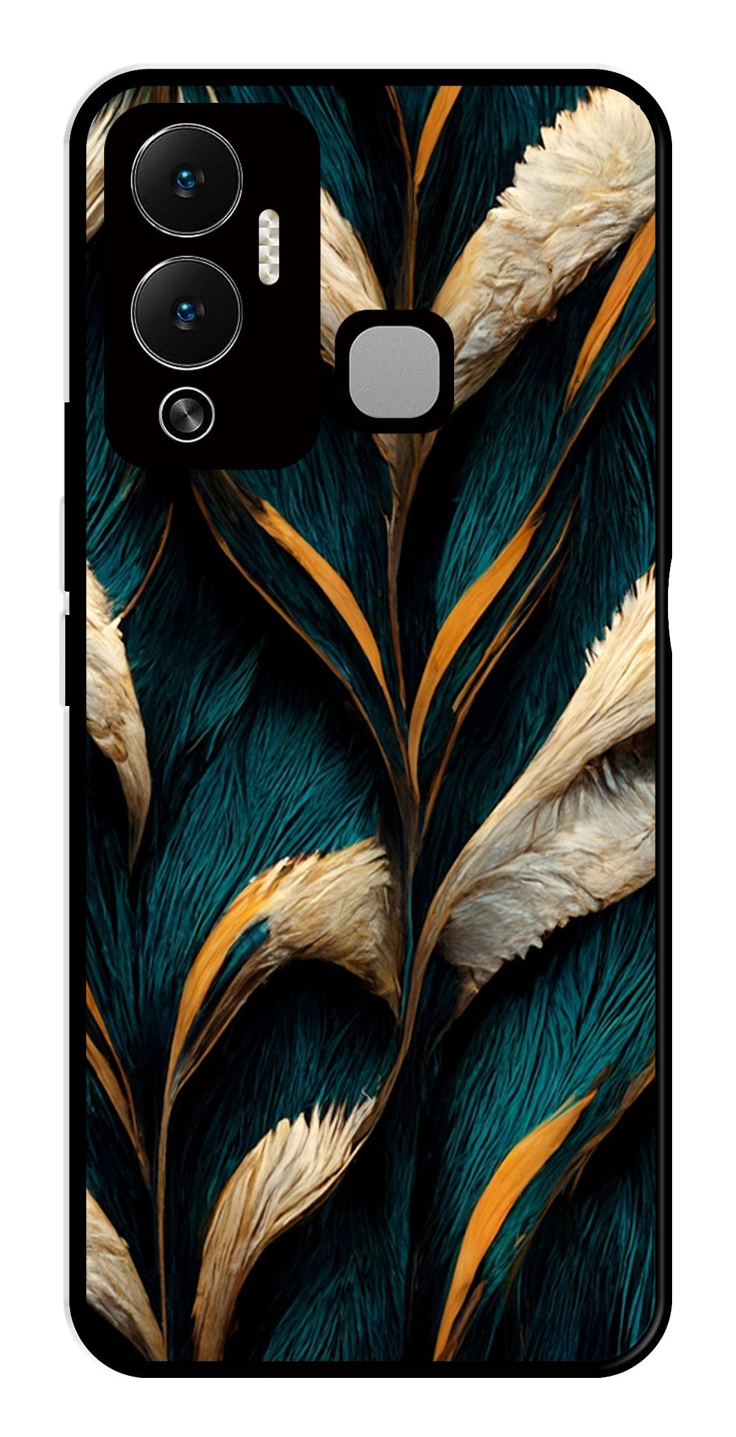 Feathers Metal Mobile Case for Infinix Hot 12 Play   (Design No -30)