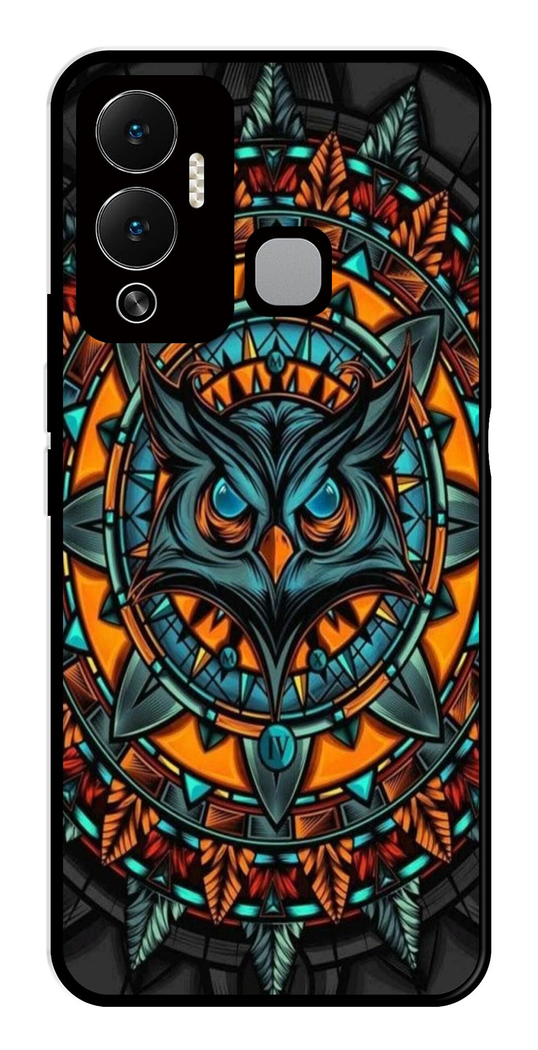 Owl Pattern Metal Mobile Case for Infinix Hot 12 Play   (Design No -42)