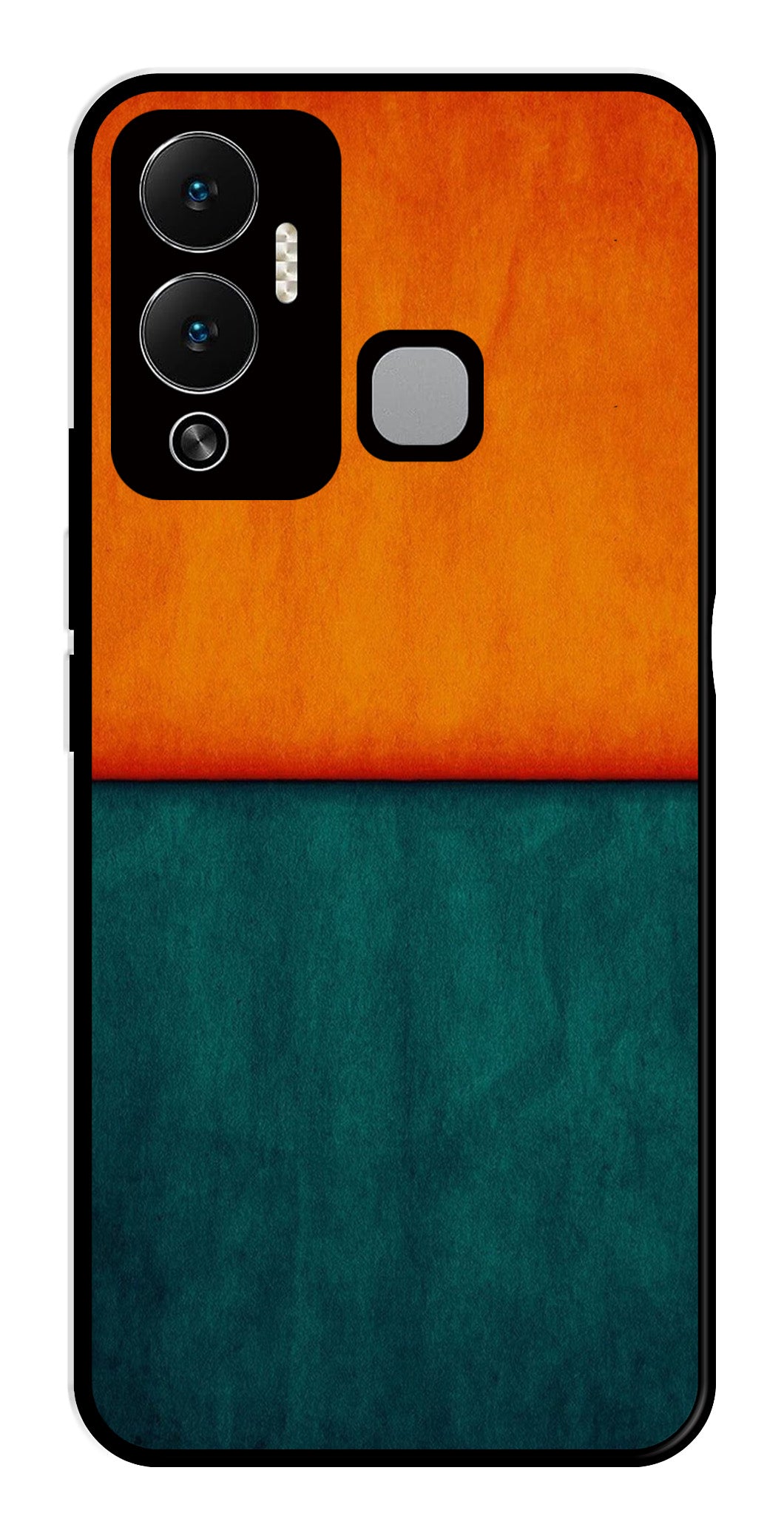 Orange Green Pattern Metal Mobile Case for Infinix Hot 12 Play   (Design No -45)