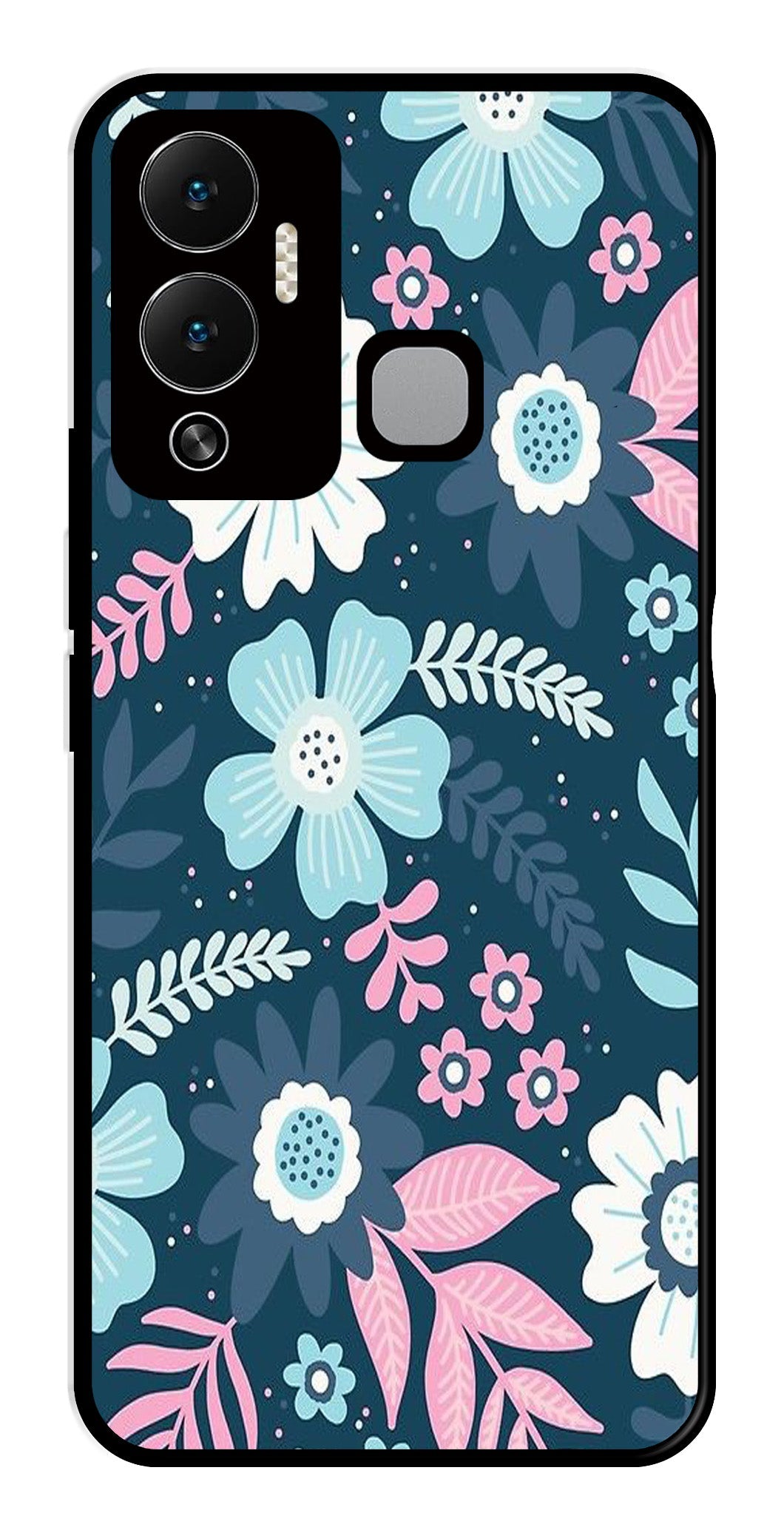 Flower Leaves Design Metal Mobile Case for Infinix Hot 12 Play   (Design No -50)