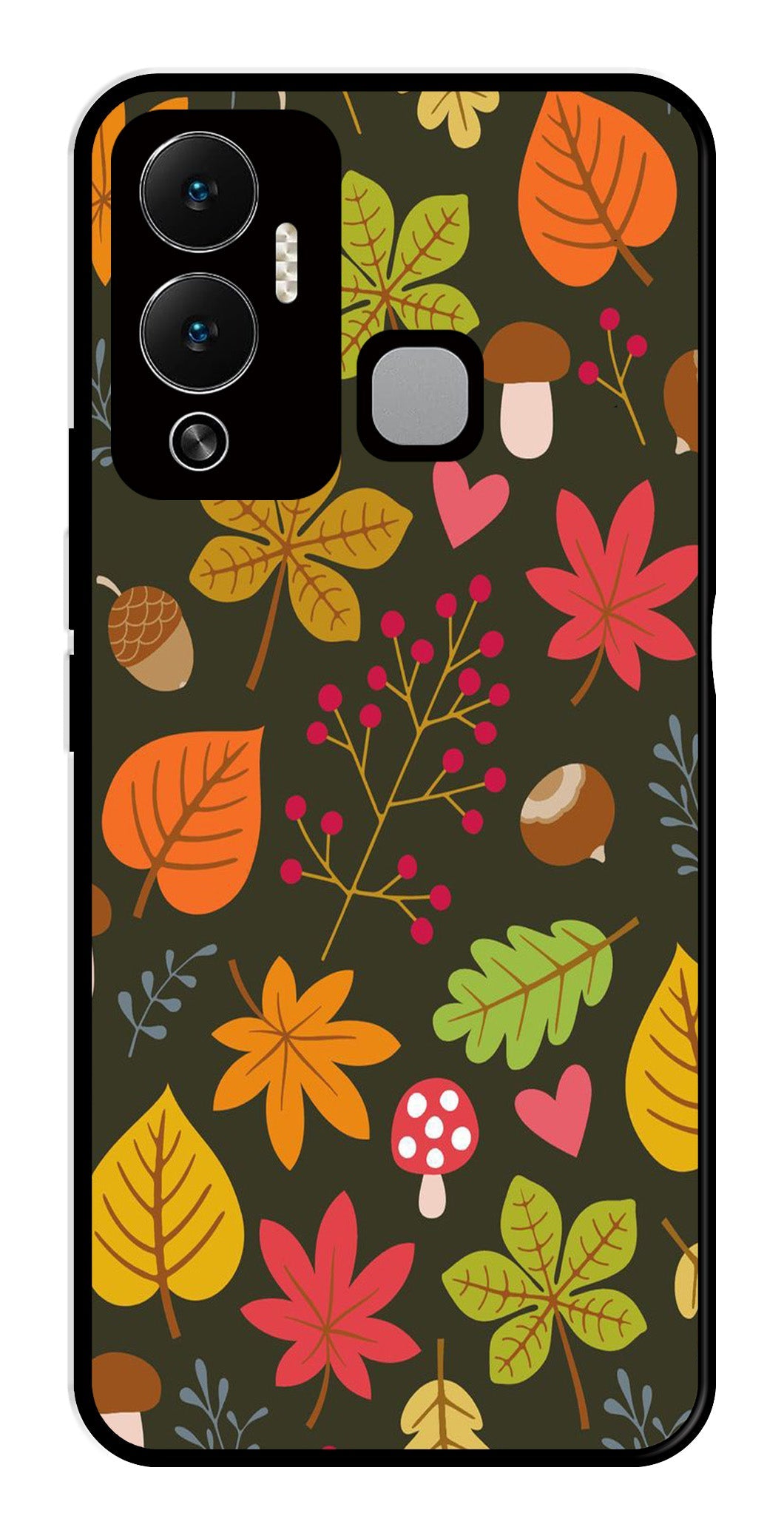 Leaves Design Metal Mobile Case for Infinix Hot 12 Play   (Design No -51)