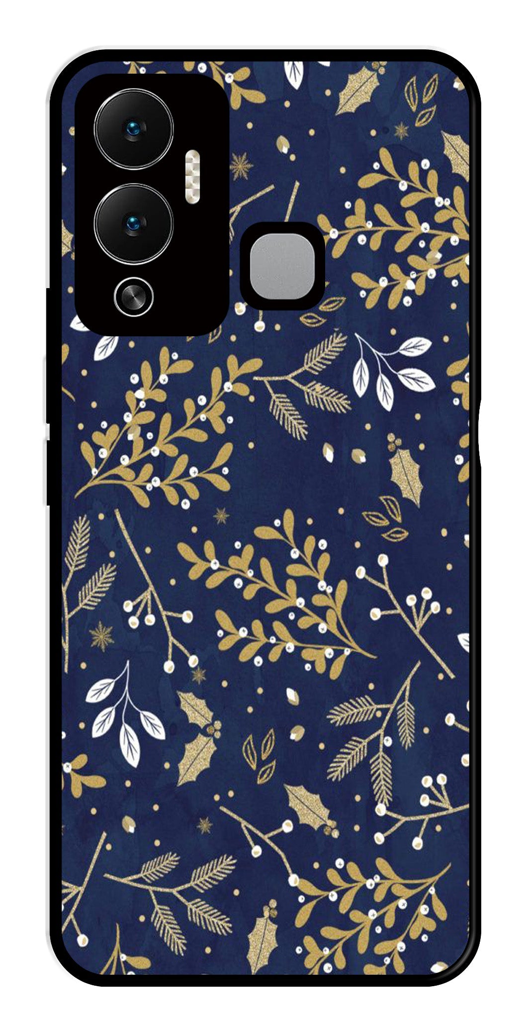 Floral Pattern  Metal Mobile Case for Infinix Hot 12 Play   (Design No -52)