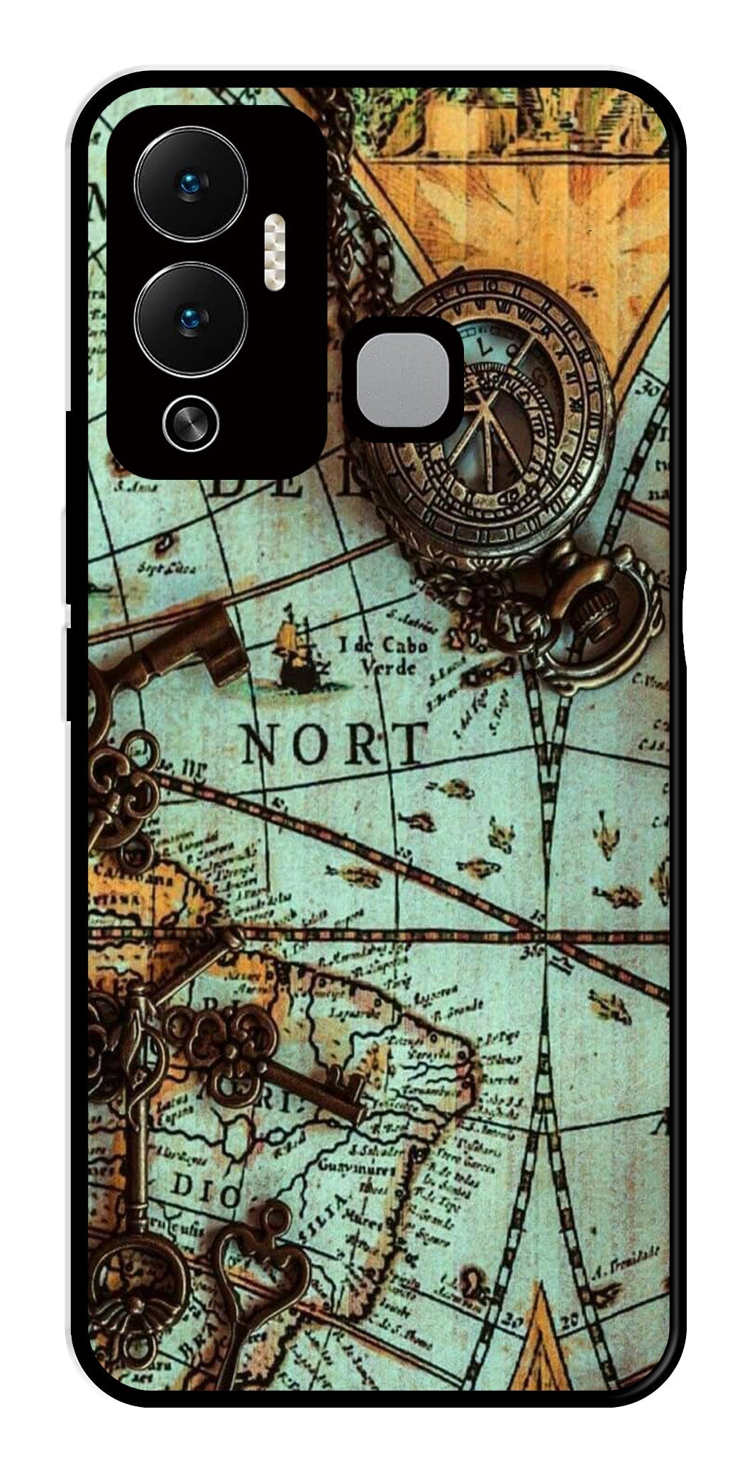 Map Design Metal Mobile Case for Infinix Hot 12 Play   (Design No -54)