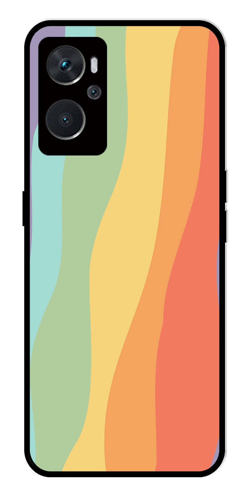 Muted Rainbow Metal Mobile Case for Oppo K10 4G   (Design No -02)