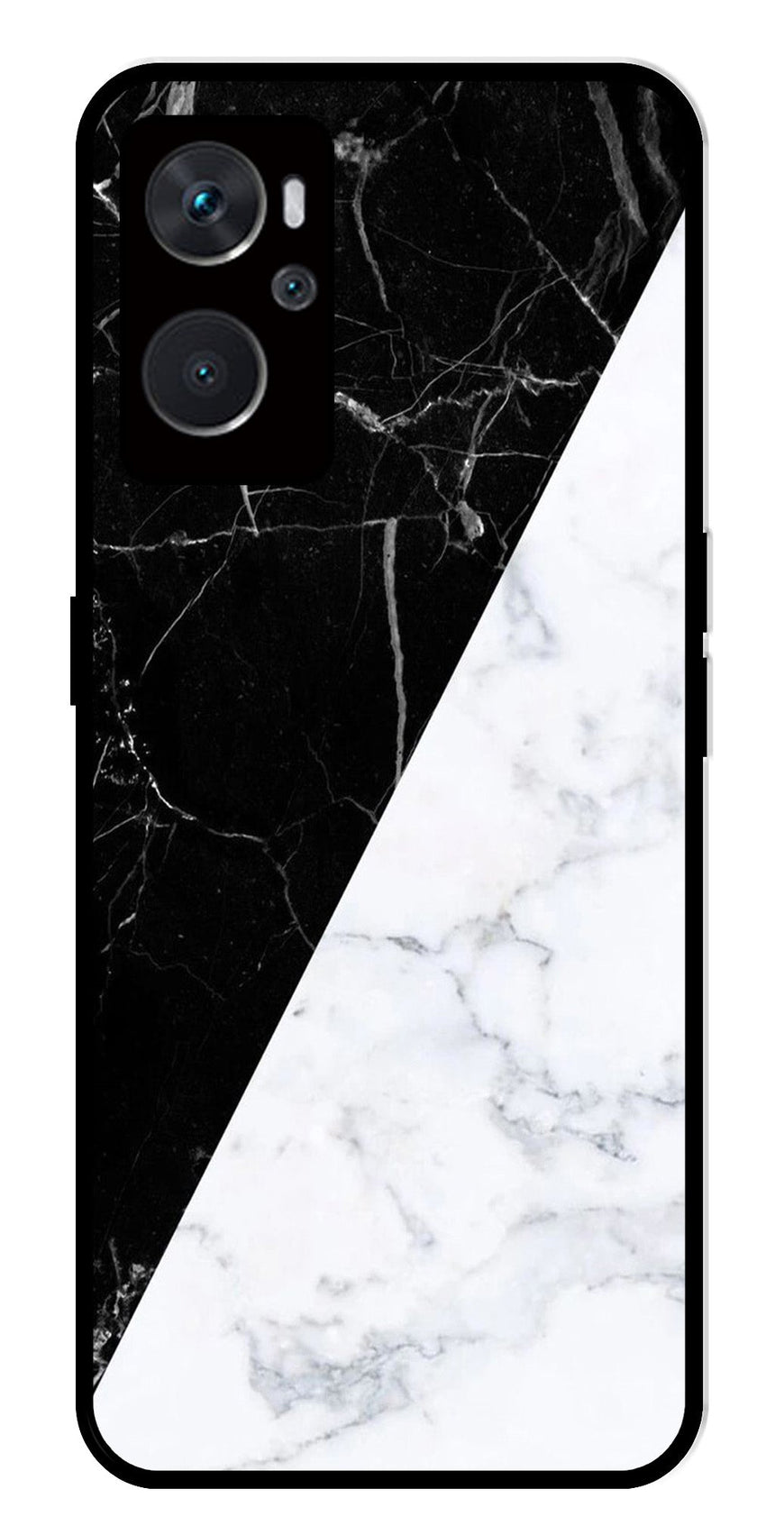 Black White Marble Design Metal Mobile Case for Oppo K10 4G   (Design No -09)