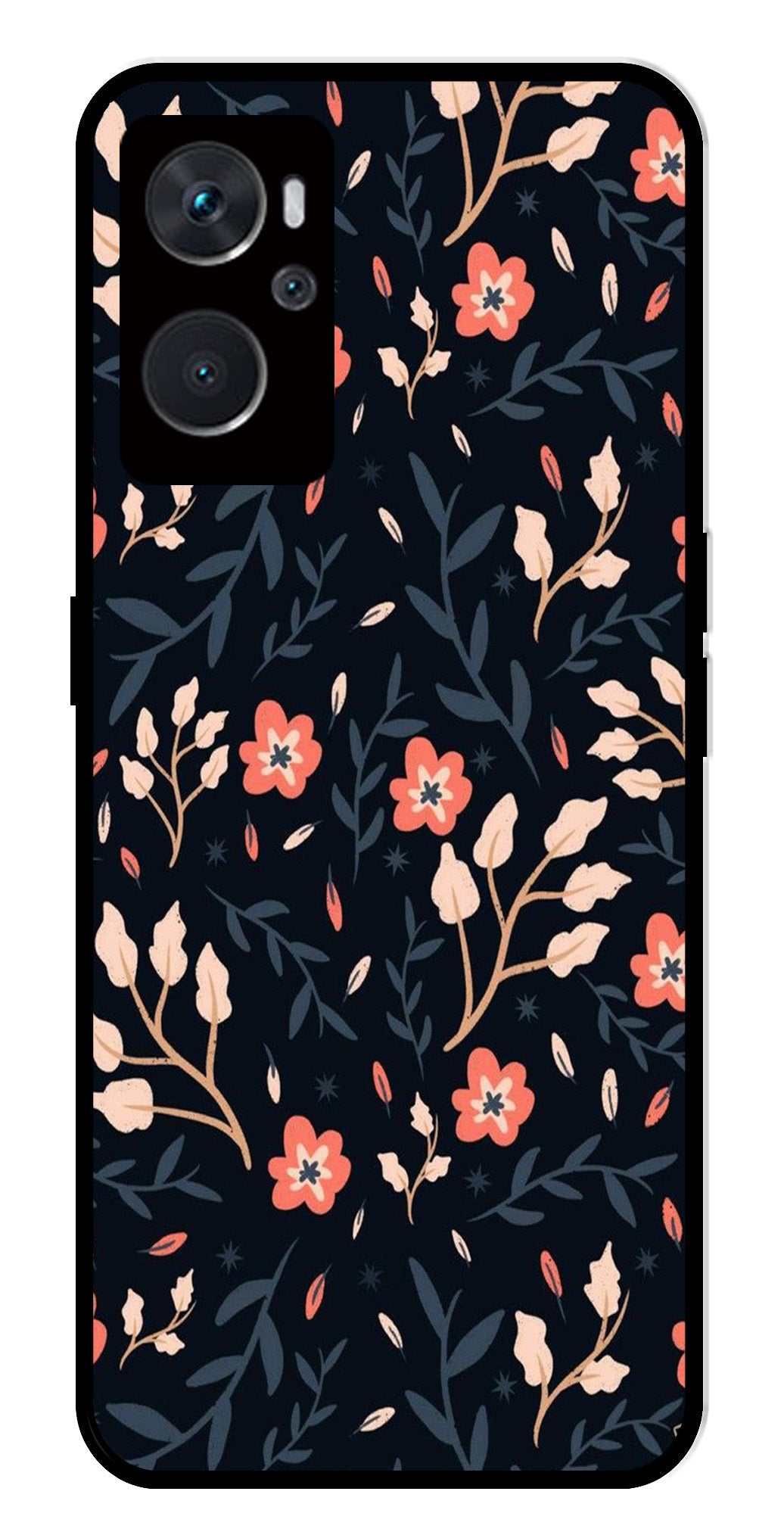 Floral Pattern Metal Mobile Case for Oppo K10 4G   (Design No -10)